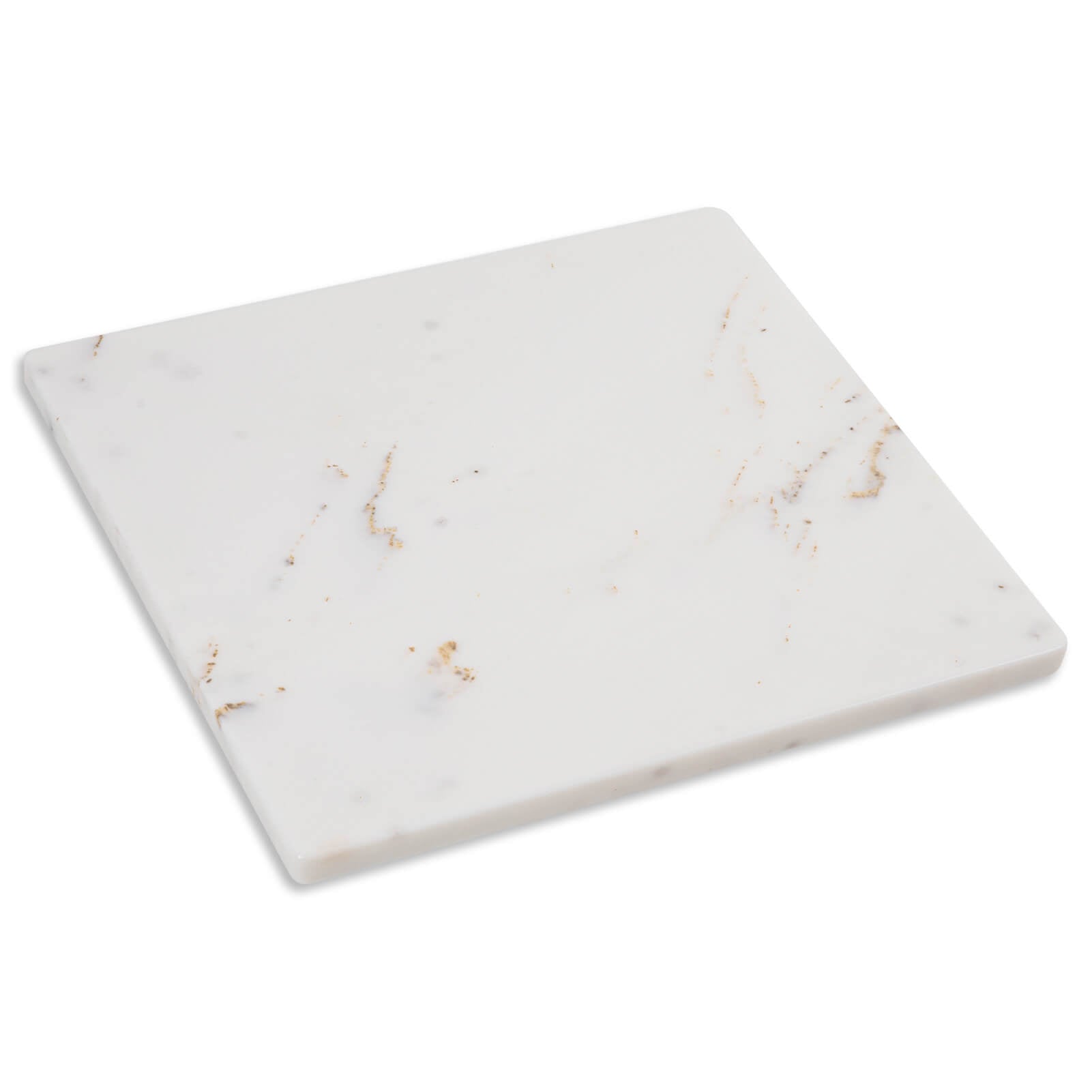 Diflart Natural Marble Stone Cutting Board for Kitchen, 16x16 Inch, White with Gold Veins, Marble Slab Pastry Board with Non-Slip Feet for Cheese, Charcuterie, Dough Chocolate, Pack of 1 Piece