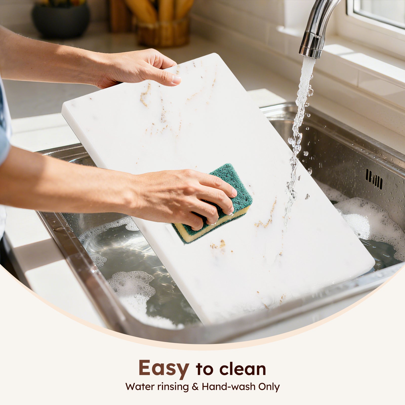 Diflart Natural Marble Stone Cutting Board for Kitchen, 16x16 Inch, White with Gold Veins, Marble Slab Pastry Board with Non-Slip Feet for Cheese, Charcuterie, Dough Chocolate, Pack of 1 Piece