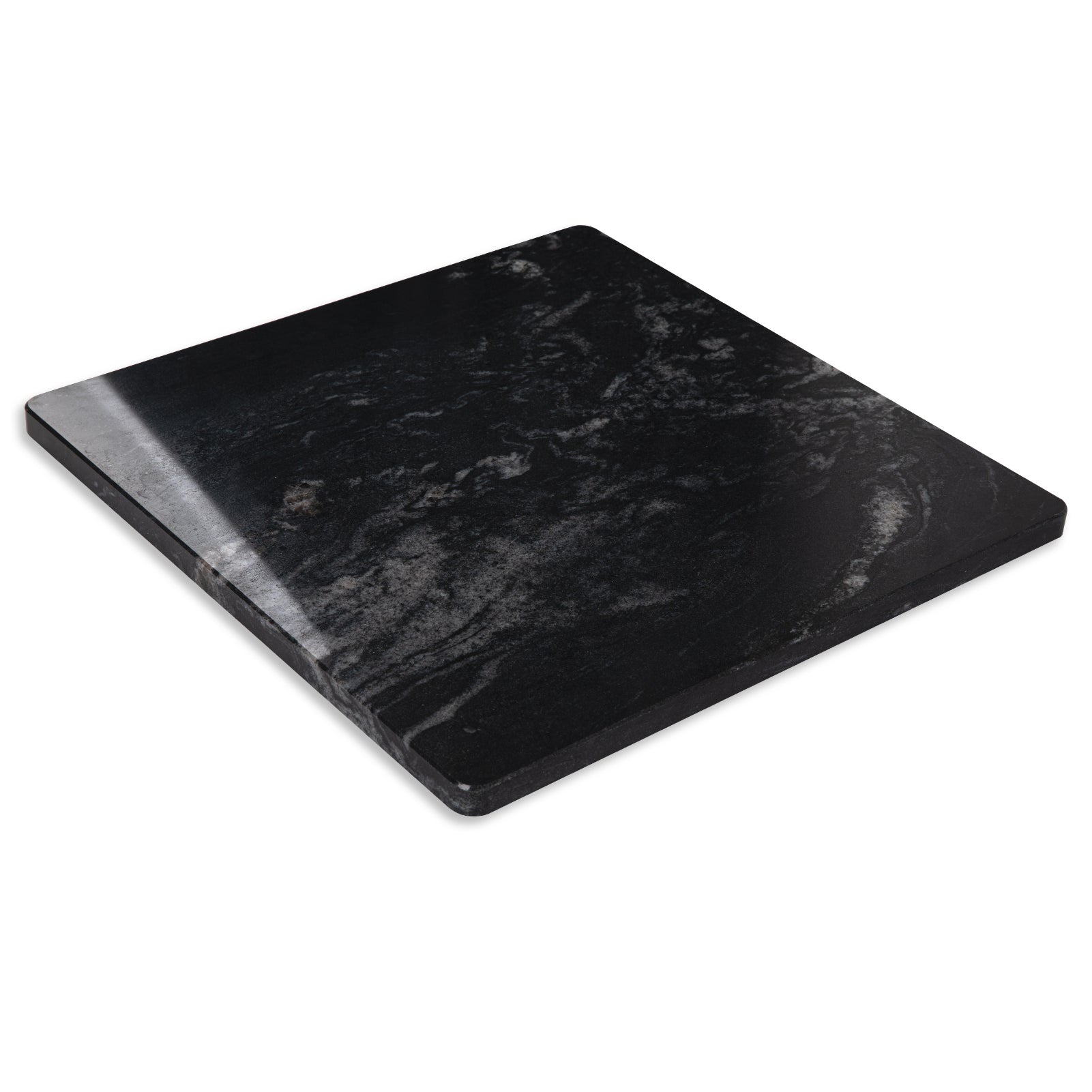 Diflart Natural Marble Stone Cutting Board for Kitchen, 16x16 Inch, Black, Marble Slab Pastry Board Large with Non-Slip Feet for Cheese, Charcuterie, Dough Chocolate, Pack of 1 Piece