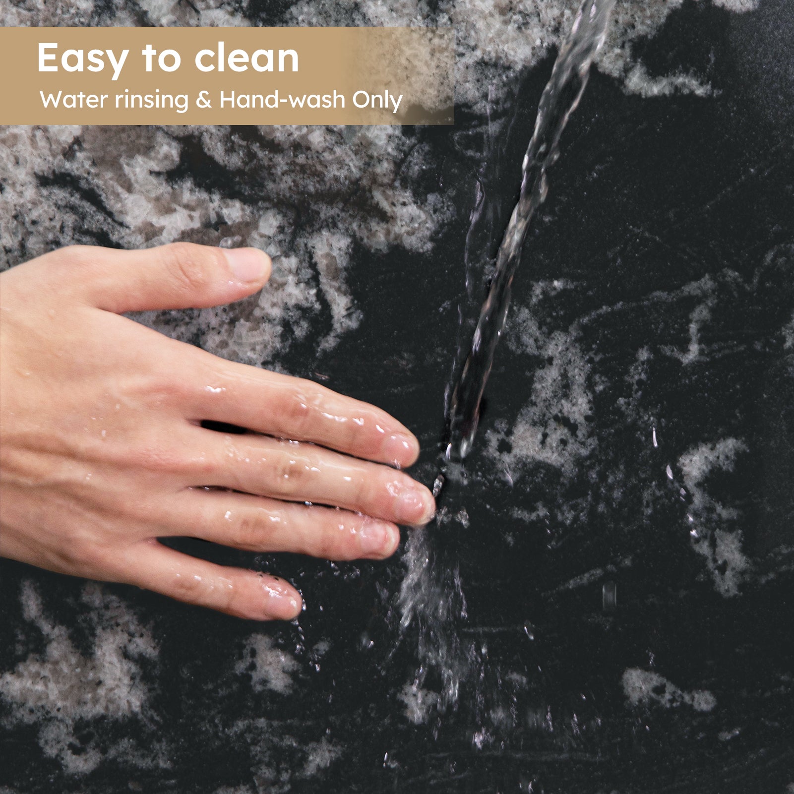 Diflart Natural Marble Stone Cutting Board for Kitchen, 16x16 Inch, Black, Marble Slab Pastry Board Large with Non-Slip Feet for Cheese, Charcuterie, Dough Chocolate, Pack of 1 Piece