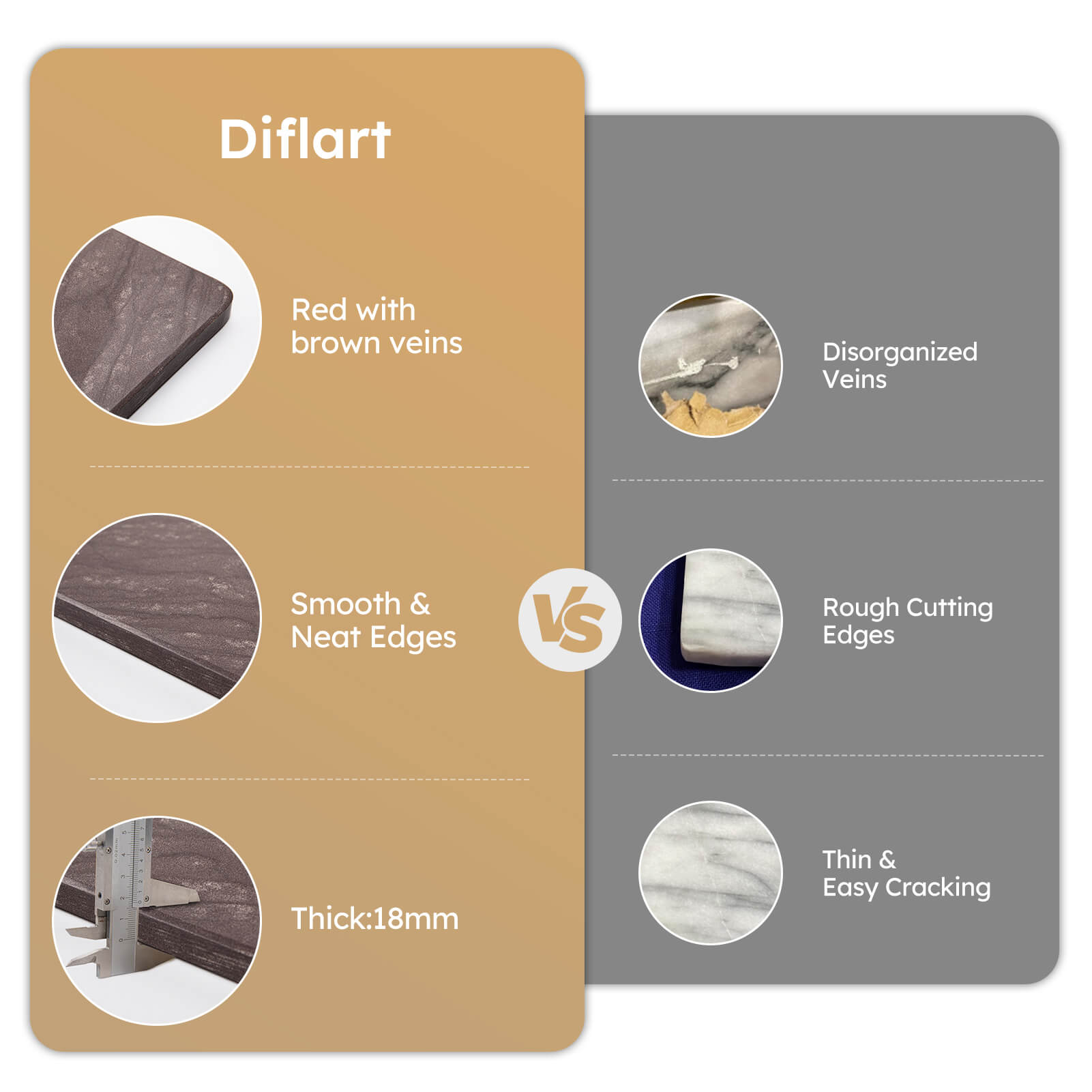 Diflart Natural Marble Stone Cutting Board for Kitchen, 16x20 Inch, Red, Marble Slab Pastry Board for Cheese, Dough, Chocolate, Pack of 1 Pcs