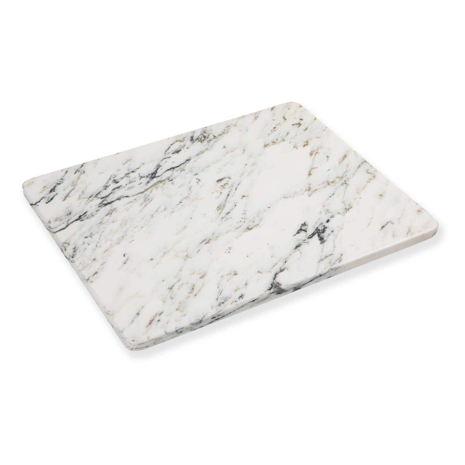 Diflart Natural Marble Cutting Board for Kitchen, 16x20 Inch, Ink White, Marble Slab Pastry Board Large with Non-Slip Feet for Cheese, Dough, Chocolate, Pack of 1 Pcs