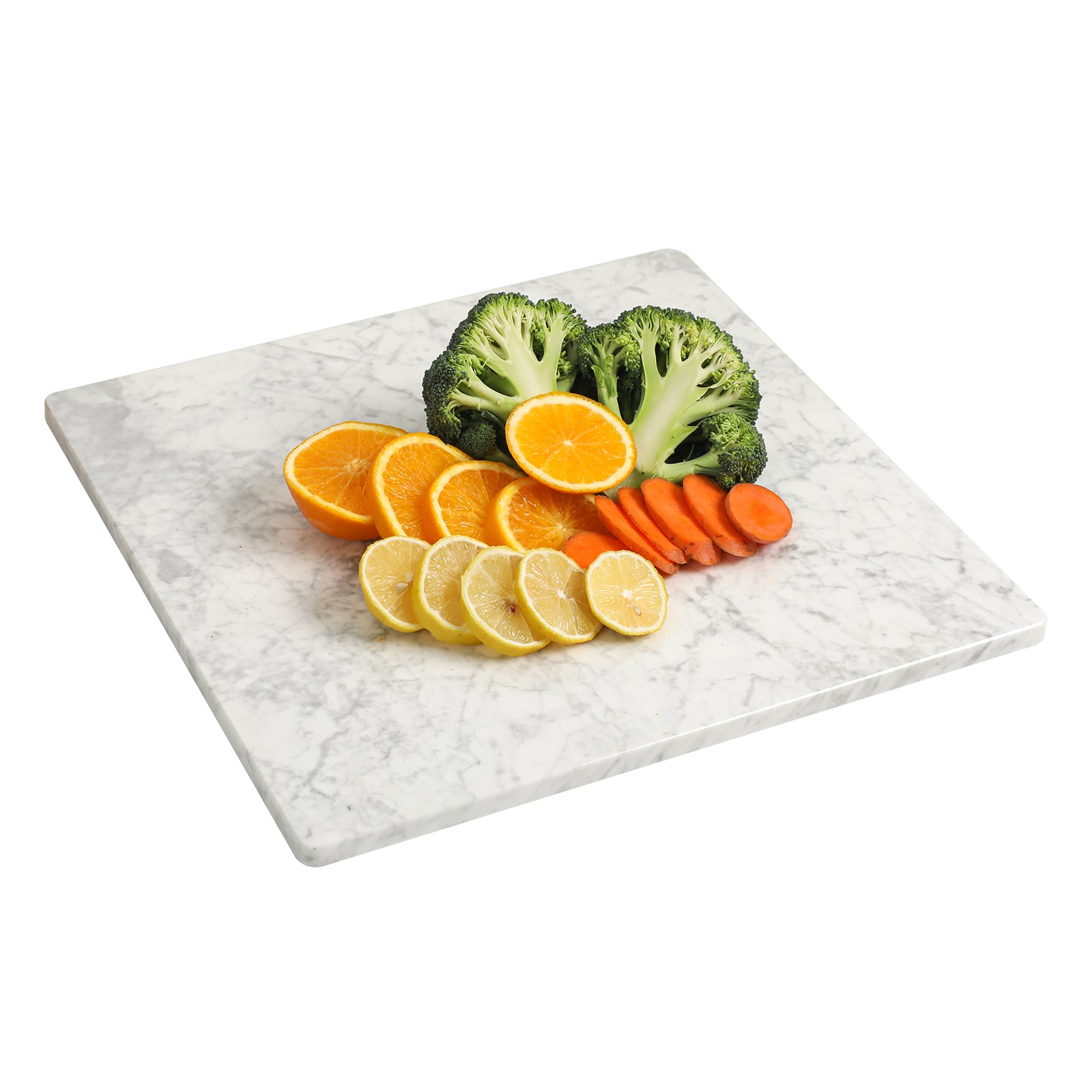 Diflart Natural Marble Stone Cutting Board for Kitchen, 16x16 Inch, White, Marble Slab Pastry Board Large with Non-Slip Feet for Backing, Cheese, Chocolate, Pack of 1 Piece