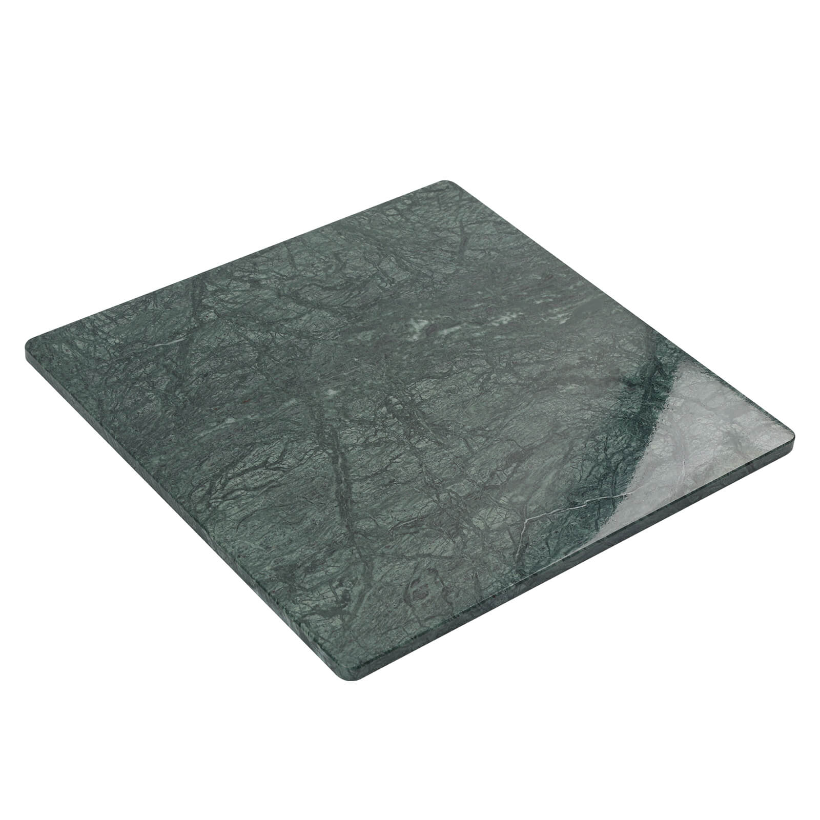 Diflart Natural Marble Stone Cutting Board for Kitchen, 16x16 Inch, Green, Marble Slab Pastry Board Large with Non-Slip Feet for Backing, Cheese, Chocolate, Pack of 1 Piece