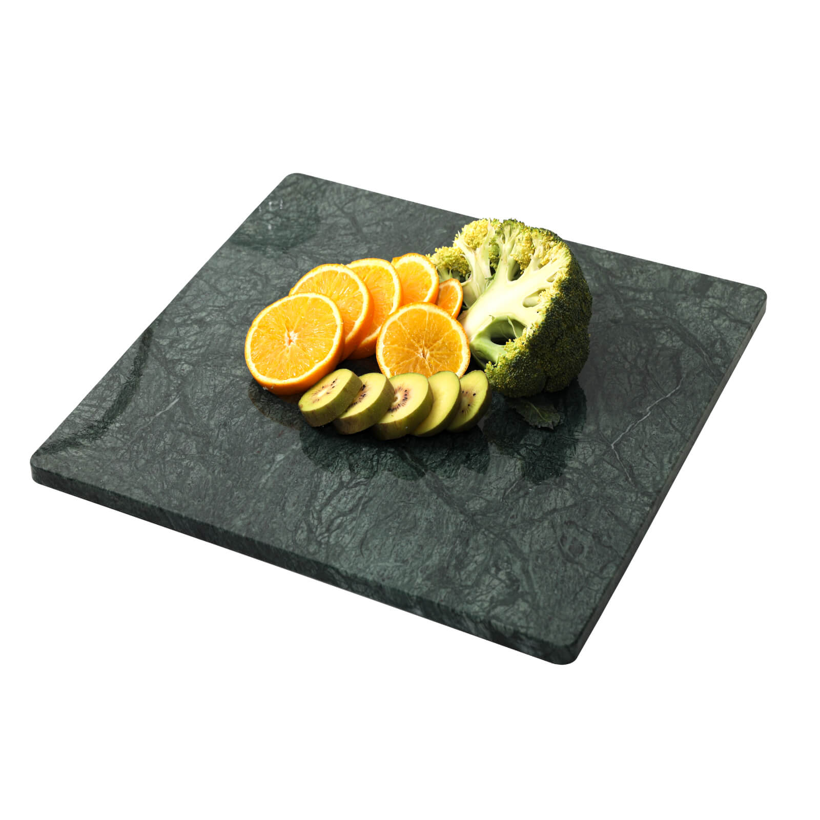 Diflart Natural Marble Stone Cutting Board for Kitchen, 16x16 Inch, Green, Marble Slab Pastry Board Large with Non-Slip Feet for Backing, Cheese, Chocolate, Pack of 1 Piece