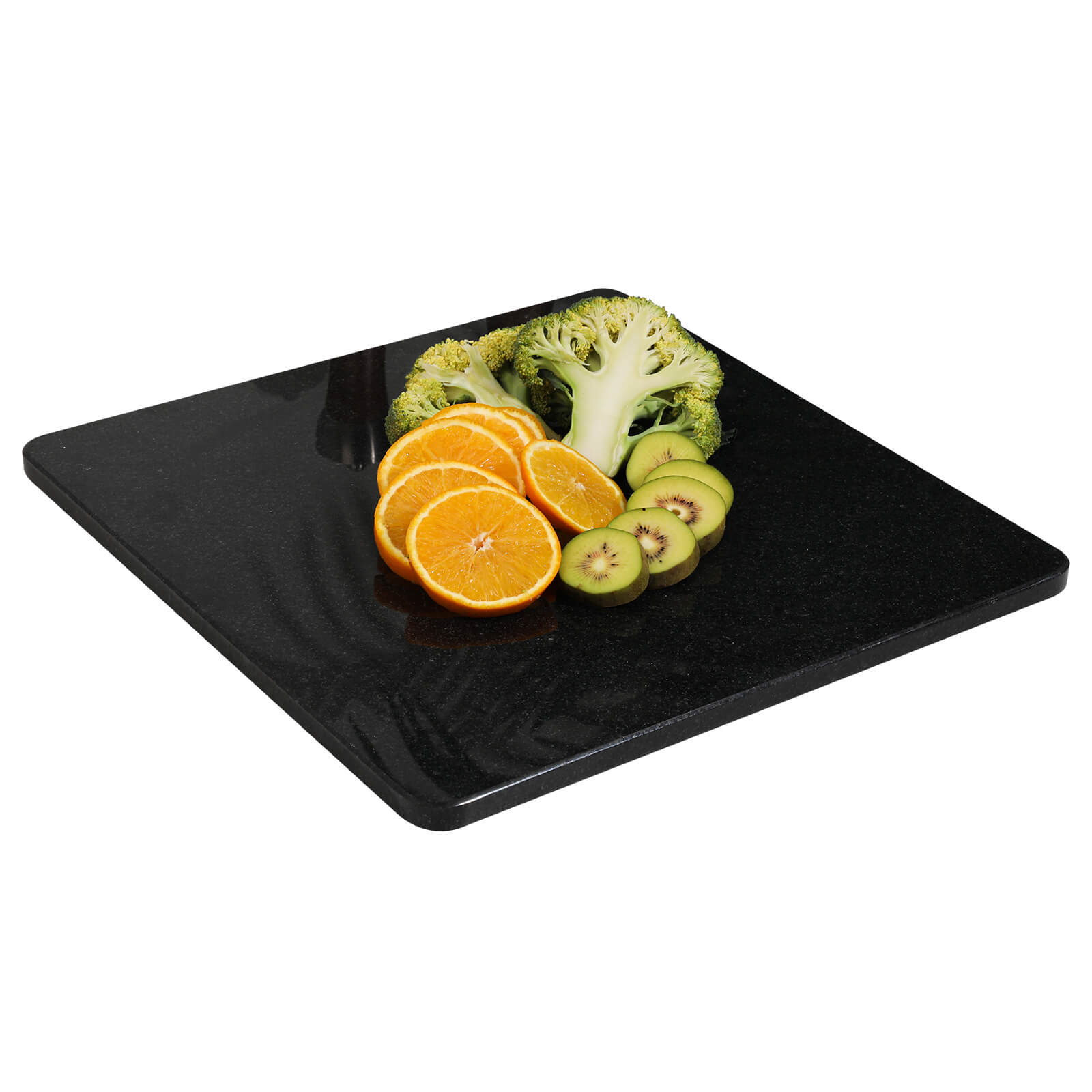 Diflart Natural Stone Cutting Board for Kitchen, 16x16 Inch, Black, Granite Slab Pastry Board Large with Non-Slip Feet for Backing, Cheese, Chocolate, Pack of 1 Piece