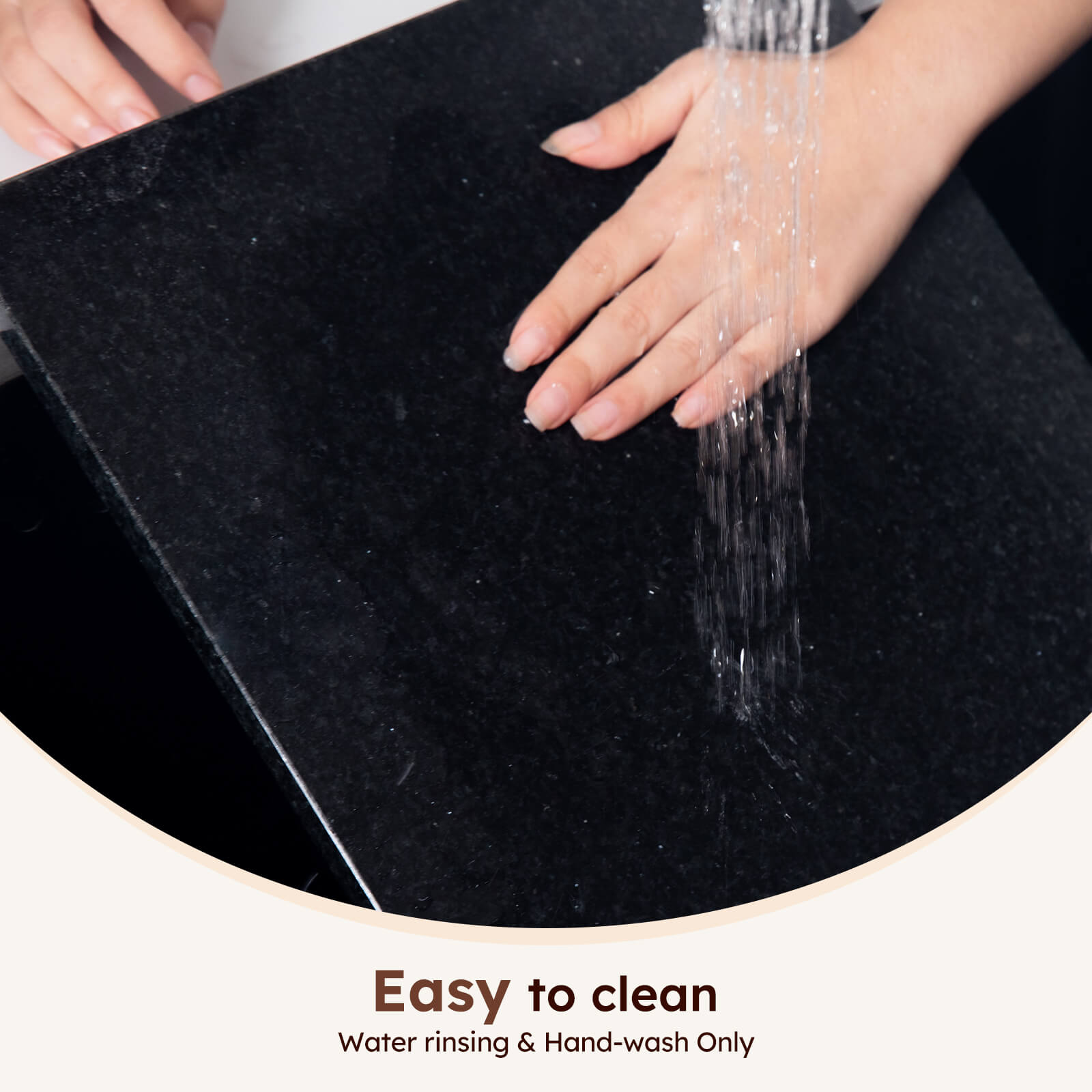 Diflart Natural Stone Cutting Board for Kitchen, 16x16 Inch, Black, Granite Slab Pastry Board Large with Non-Slip Feet for Backing, Cheese, Chocolate, Pack of 1 Piece