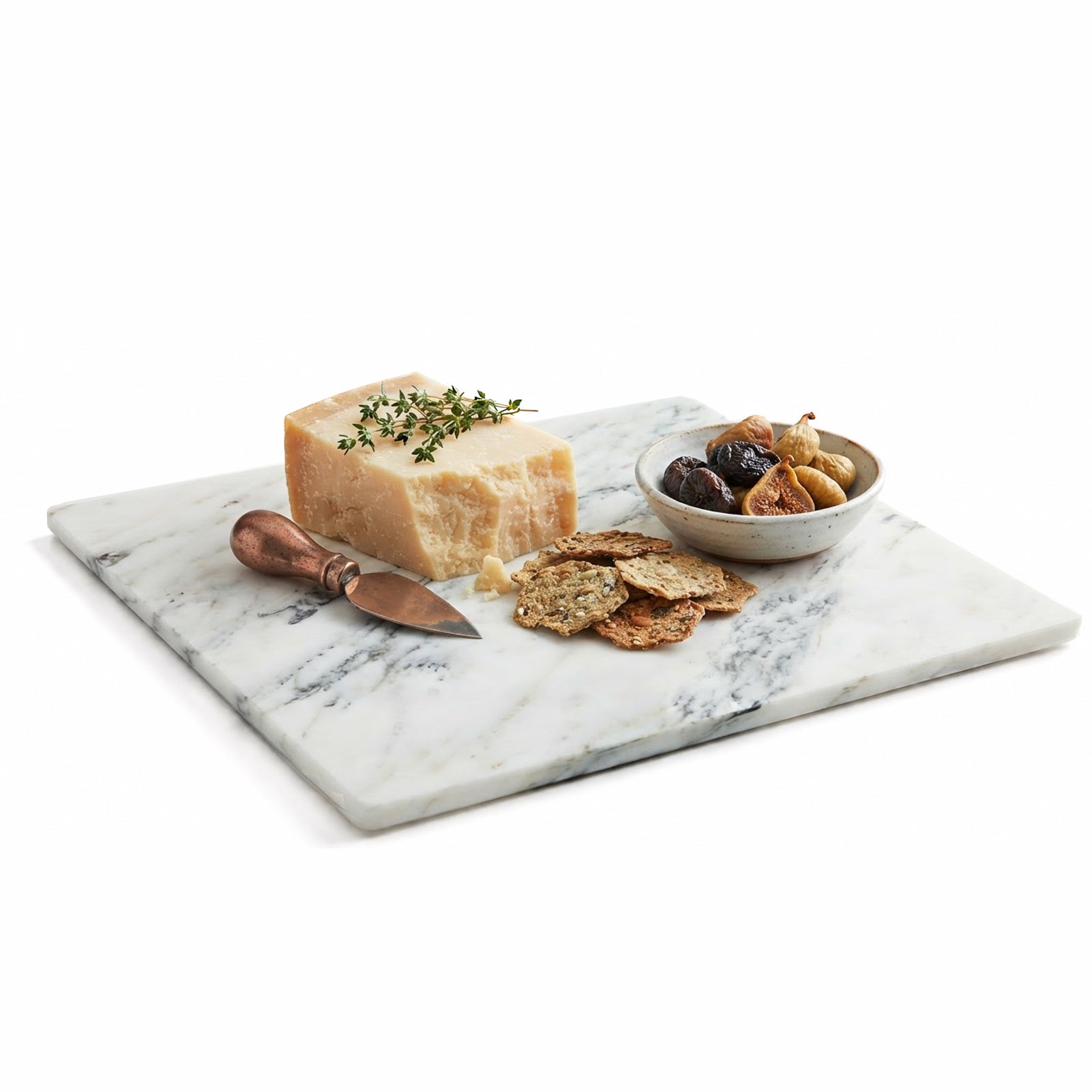Diflart Natural Marble Stone Cutting Board for Kitchen, 16x20 Inch, Ink White, Marble Slab Pastry Board Large with Non-Slip Feet for Backing, Cheese, Chocolate, Pack of 1 Piece