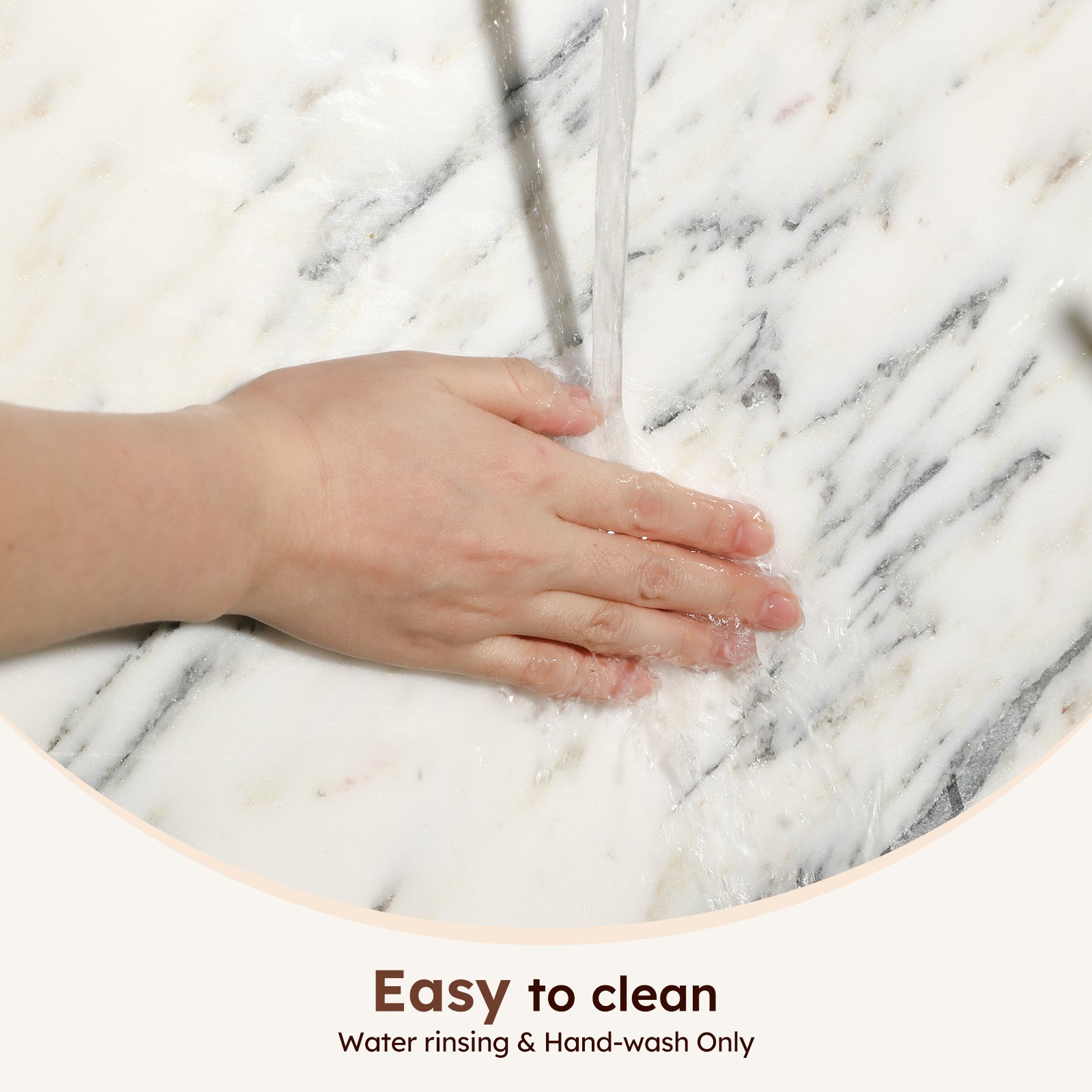 Diflart Natural Marble Stone Cutting Board for Kitchen, 16x16 Inch, Ink White, Marble Slab Pastry Board Large with Non-Slip Feet for Backing, Cheese, Chocolate, Pack of 1 Piece