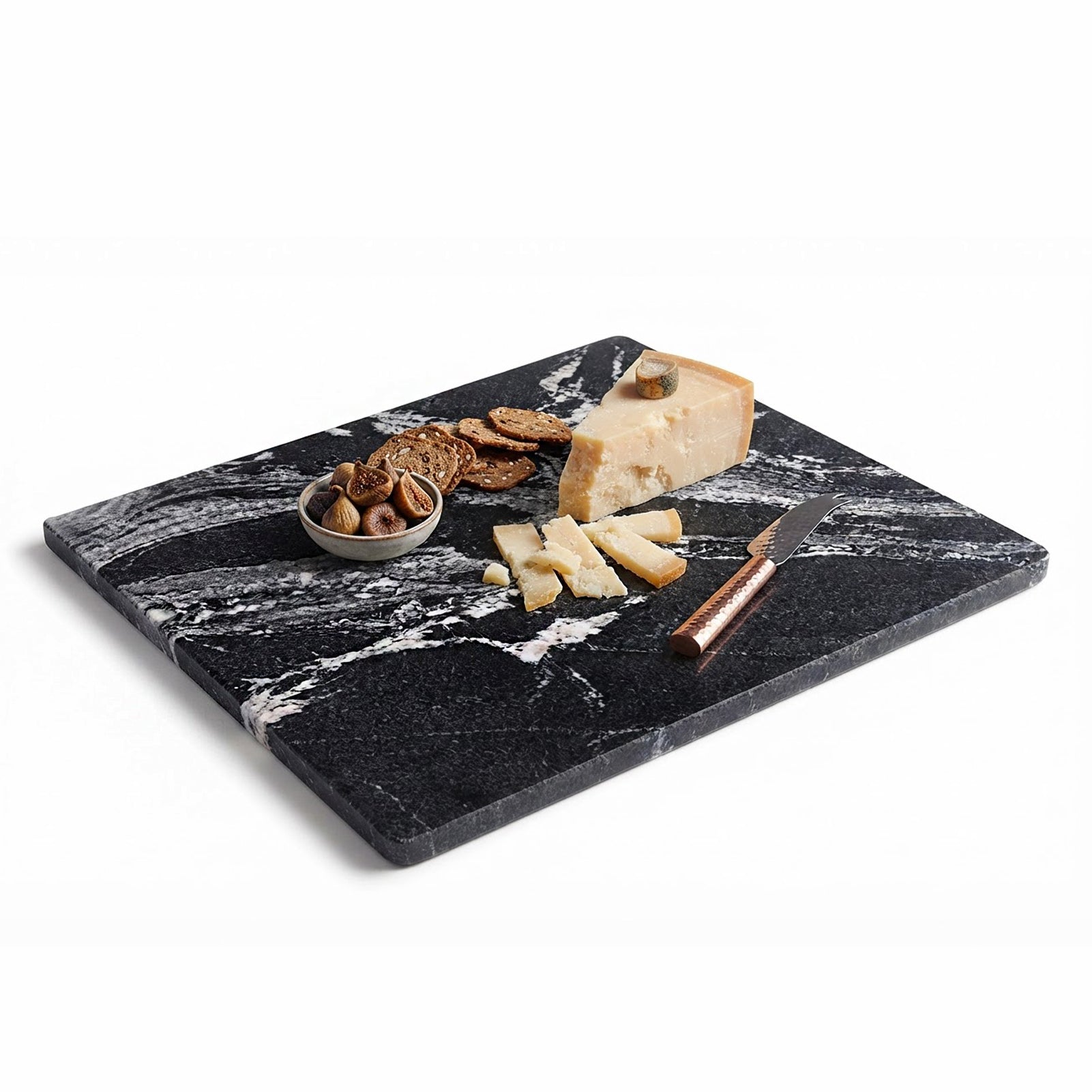 Diflart Natural Marble Stone Cutting Board for Kitchen, 16x20 Inch, Black, Marble Slab Pastry Board Large with Non-Slip Feet for Cheese, Charcuterie, Dough Chocolate, Pack of 1 Piece