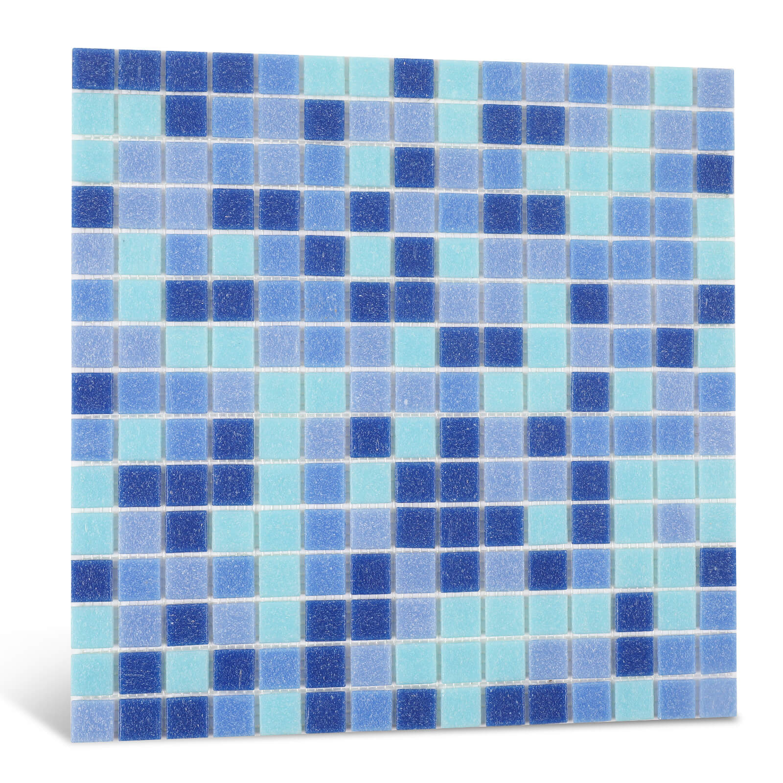 Diflart 10-Pack Glass Mosaic Tiles, Blue with Green, 1 Inch Square, Glass Linear Tile for Swimming Pool, Kitchen Backsplash, Shower Bathroom Waterline Fountain Wall