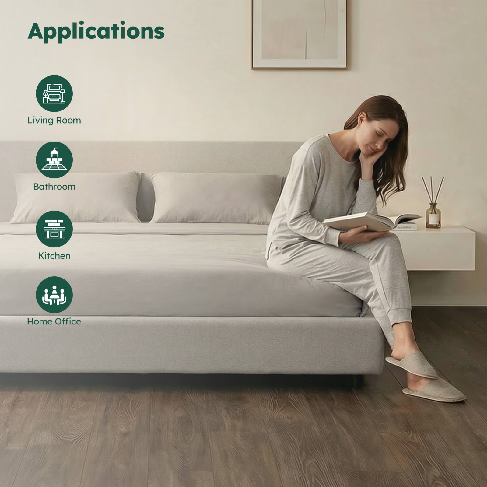 Diflart Waterproof SPC Flooring Click Lock, 36x6 Inch, 5mm Rigid Core Luxury Vinyl Plank, Cantha Oak Wood Look Floor Tiles for Kitchen, Basement, Bathroom, Bedroom