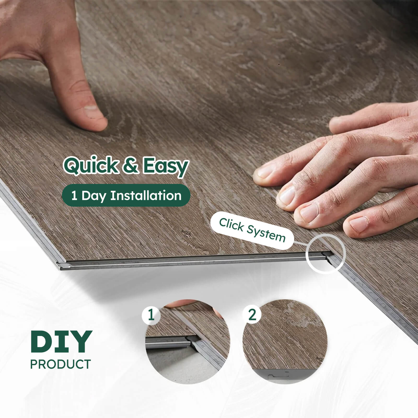 Diflart Waterproof SPC Flooring Click Lock, 36x6 Inch, 5mm Rigid Core Luxury Vinyl Plank, Cantha Oak Wood Look Floor Tiles for Kitchen, Basement, Bathroom, Bedroom
