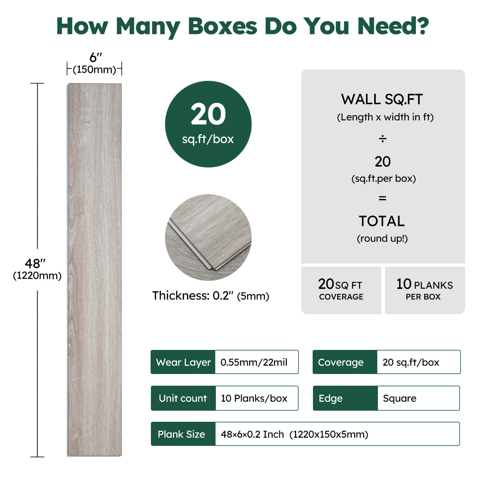 Diflart Waterproof SPC Flooring Click Lock, 48x6 Inch, 5mm Rigid Core Luxury Vinyl Plank, Cantha Oak Wood Look Floor Tiles for Kitchen, Basement, Bathroom, Bedroom