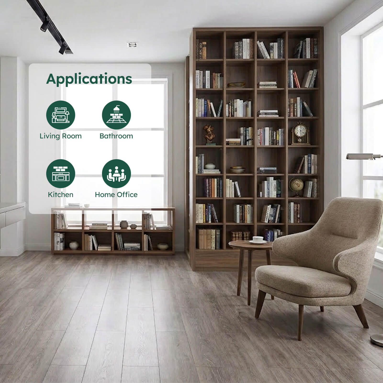 Diflart Waterproof SPC Flooring Click Lock, 48x6 Inch, 5mm Rigid Core Luxury Vinyl Plank, Cantha Oak Wood Look Floor Tiles for Kitchen, Basement, Bathroom, Bedroom