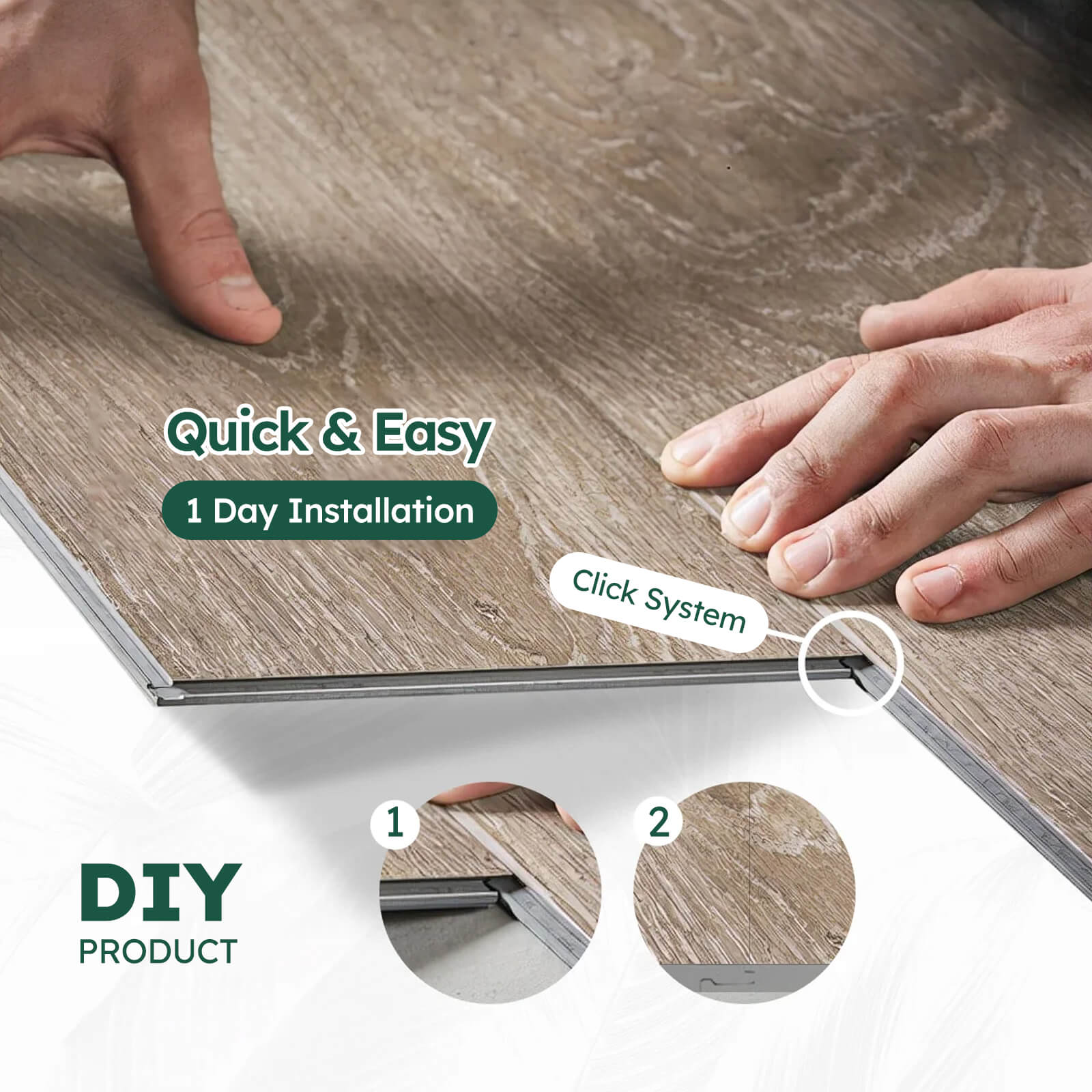 Diflart Waterproof SPC Flooring Click Lock, 48x6 Inch, 5mm Rigid Core Luxury Vinyl Plank, Cantha Oak Wood Look Floor Tiles for Kitchen, Basement, Bathroom, Bedroom