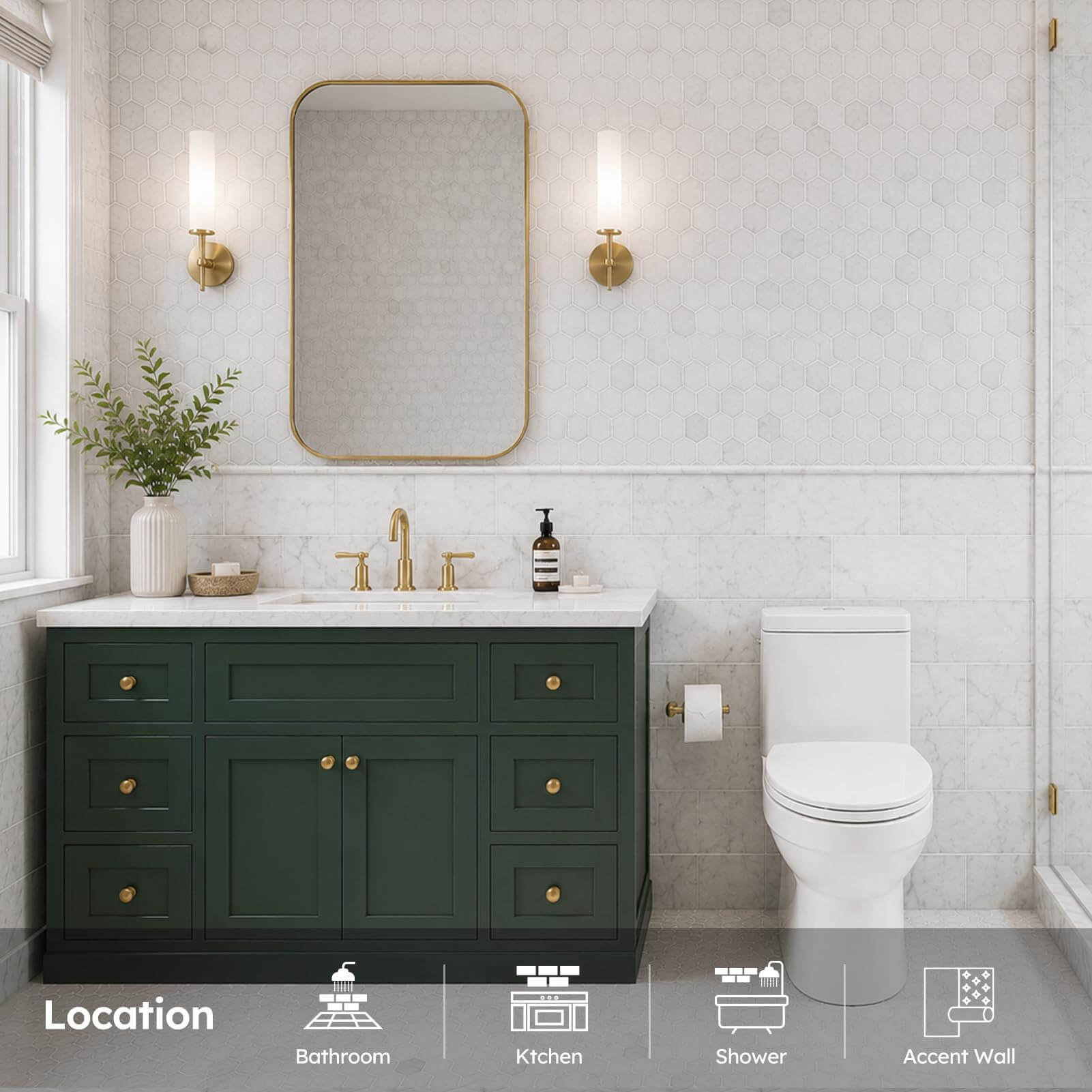 Diflart 15-Pack Carrara White Marble Pencil Liner Trim, 3/4×12 Inch, Polished, Marble Domed Tile Edging Corner Trim Molding Bullnose Tile Shower Bathroom Kitchen Livingroom