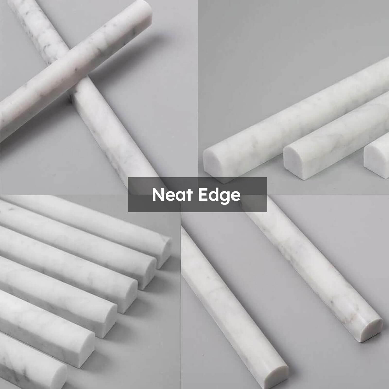 Diflart 15-Pack Carrara White Marble Pencil Liner Trim, 3/4×12 Inch, Polished, Marble Domed Tile Edging Corner Trim Molding Bullnose Tile Shower Bathroom Kitchen Livingroom