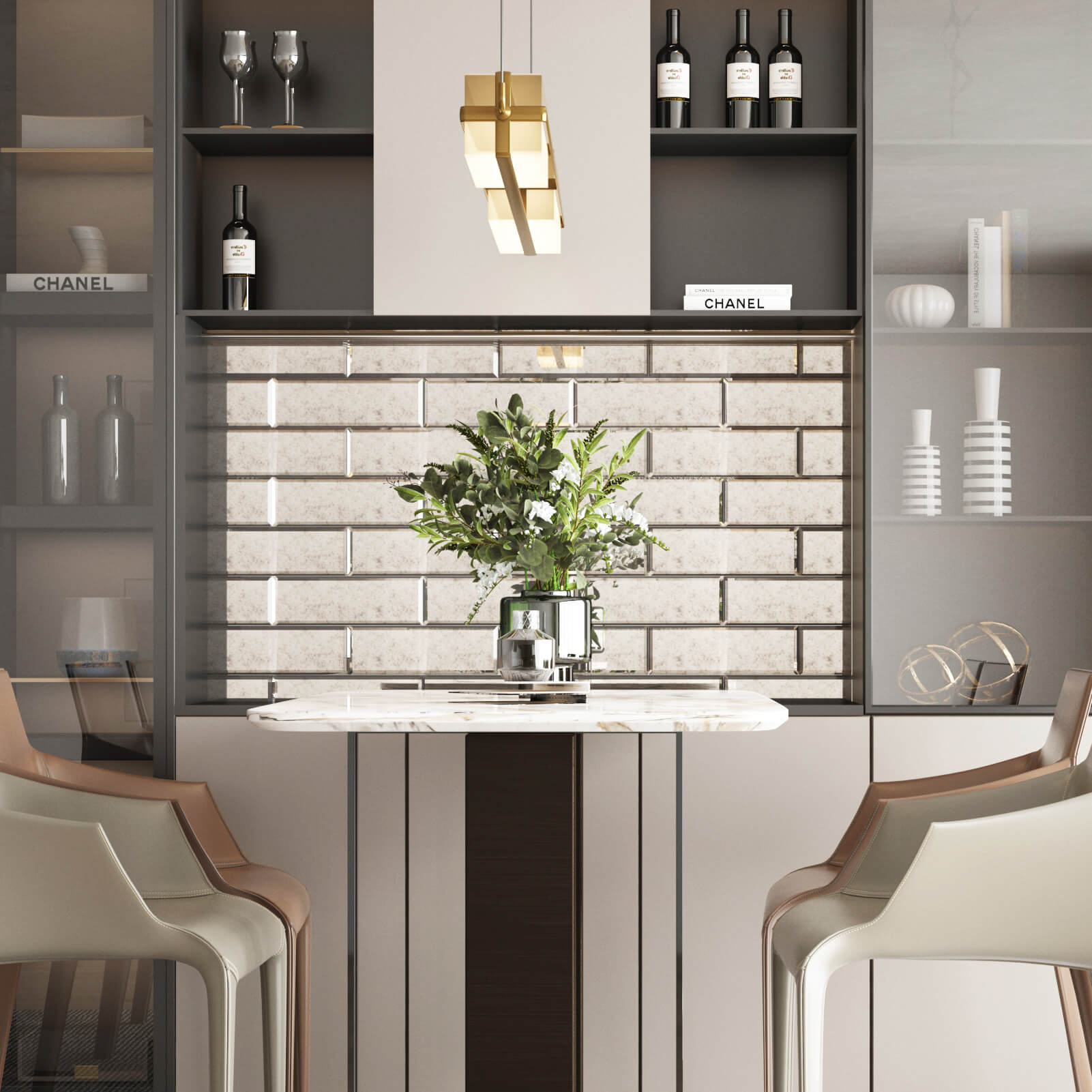 Diflart Antique Mirror Tiles, Peel and Stick, 4x12 Inch, 5 Sq.ft, Beveled Mirror Glass Subway Tile, Mirror Backsplash Tiles for Kitchen Bathroom Wall, Pack of 15 Pcs