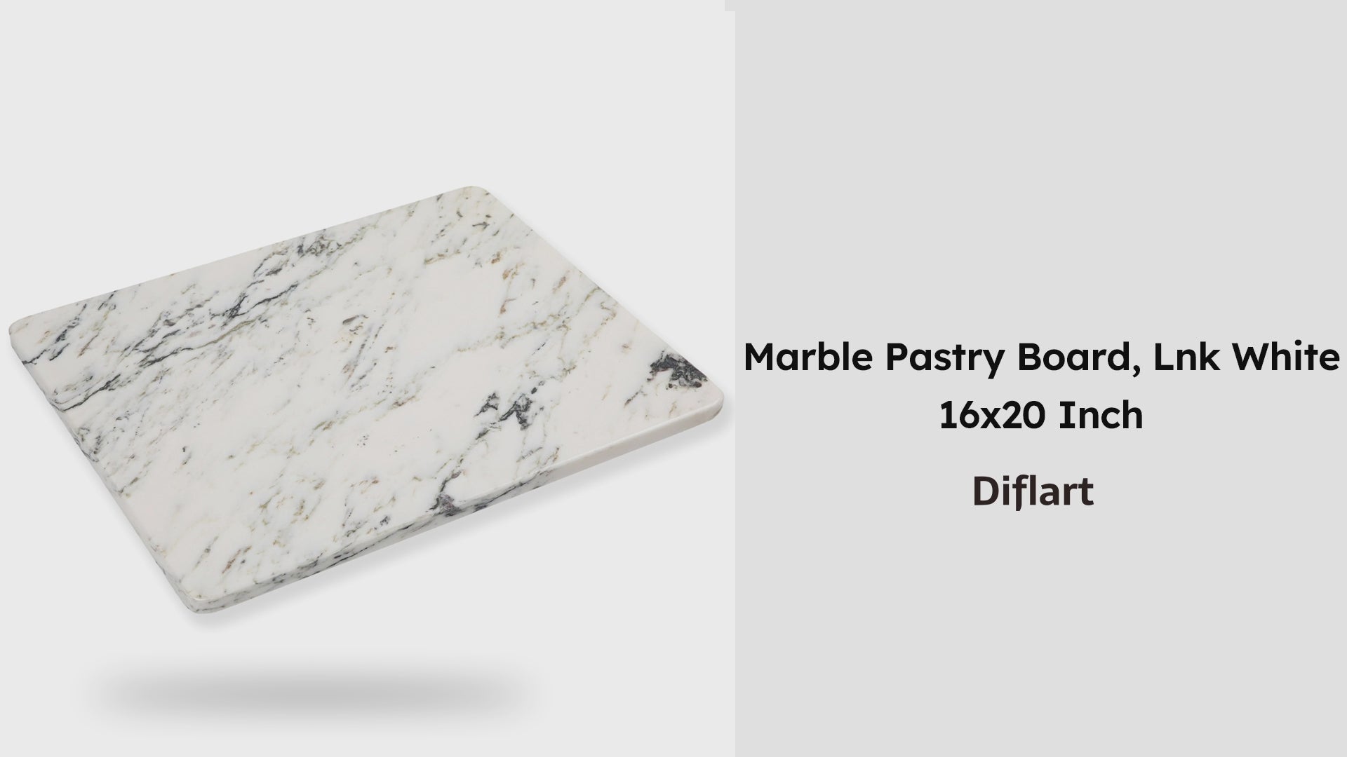 Diflart Natural Marble Cutting Board for Kitchen, 16x20 Inch, Ink White, Marble Slab Pastry Board Large with Non-Slip Feet for Cheese, Dough, Chocolate, Pack of 1 Pcs
