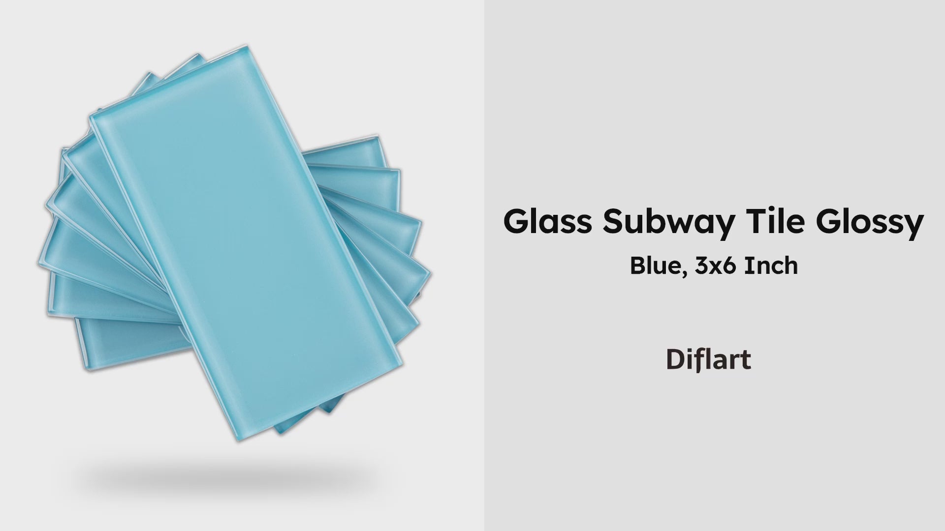 Diflart Glass Subway Tile 3x6 Inch, Blue, Glossy, 4 Sq.ft, Glass Backsplash for Kitchen Bathroom Shoer Wall Tiles, Pack of 32 Pcs
