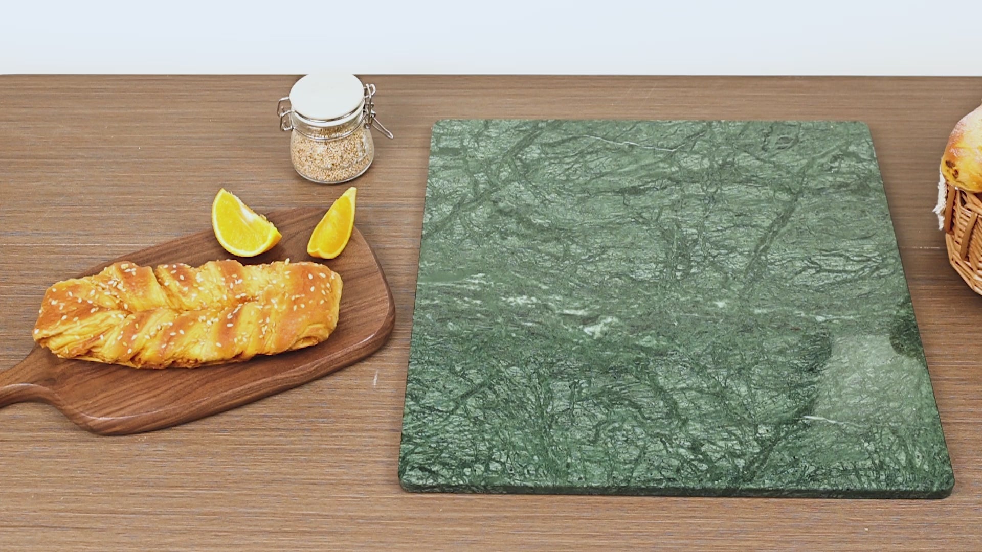 Diflart Natural Marble Stone Cutting Board for Kitchen, 16x16 Inch, Green, Marble Slab Pastry Board Large with Non-Slip Feet for Backing, Cheese, Chocolate, Pack of 1 Piece