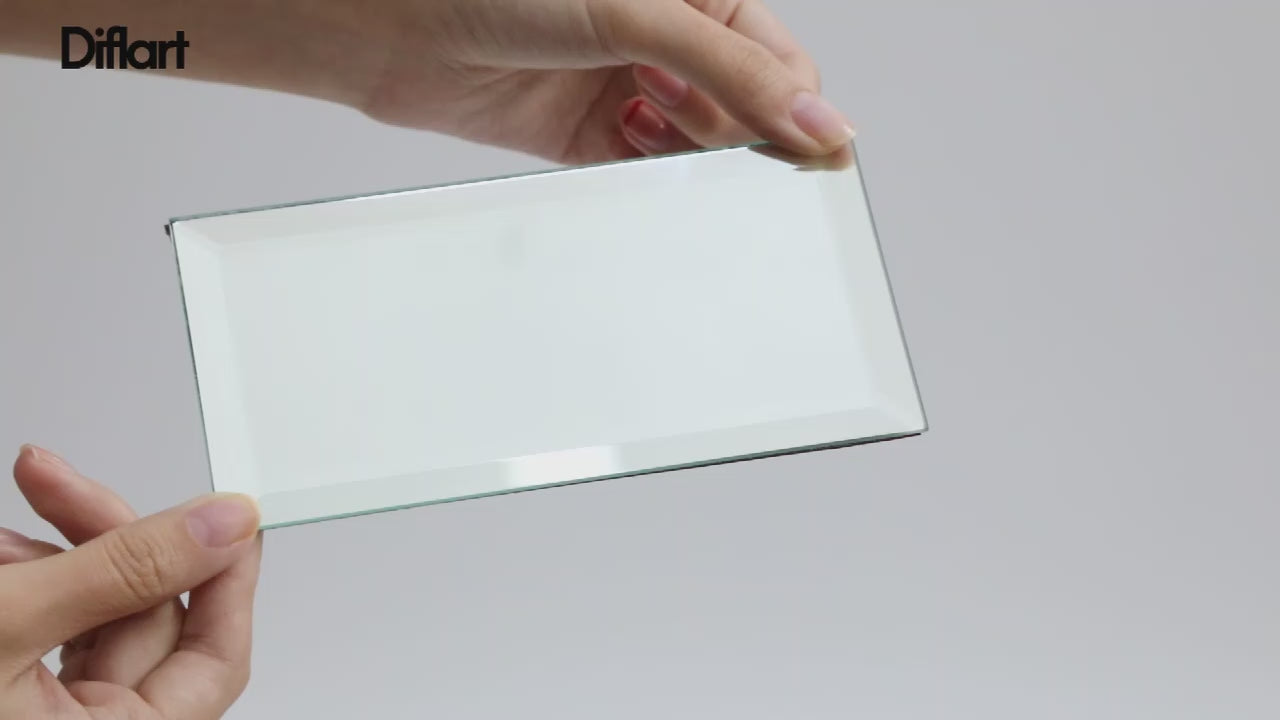 Diflart Beveled Mirror Backsplash Tiles for Kitchen, Silver Subway, 3x6 Inch, Mirror TIile for Bathroom Wall, Pack of 40 Pcs