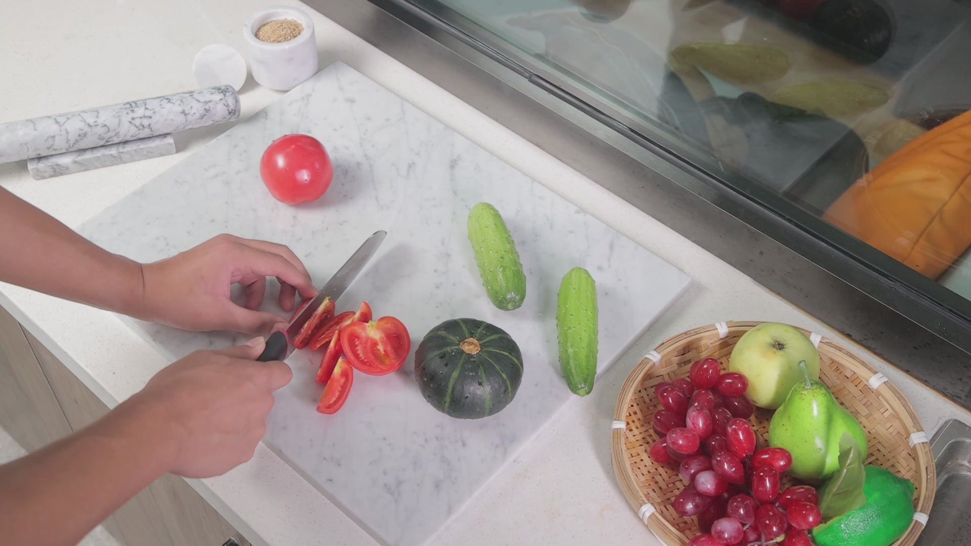 Diflart Natural Marble Pastry Board for Kitchen, 16x20 Inch, White, Marble Slab for Cheese, Cutting, Serving, Carrara Bianco Marble Stone Board, Christmas Thanksgiving Gift