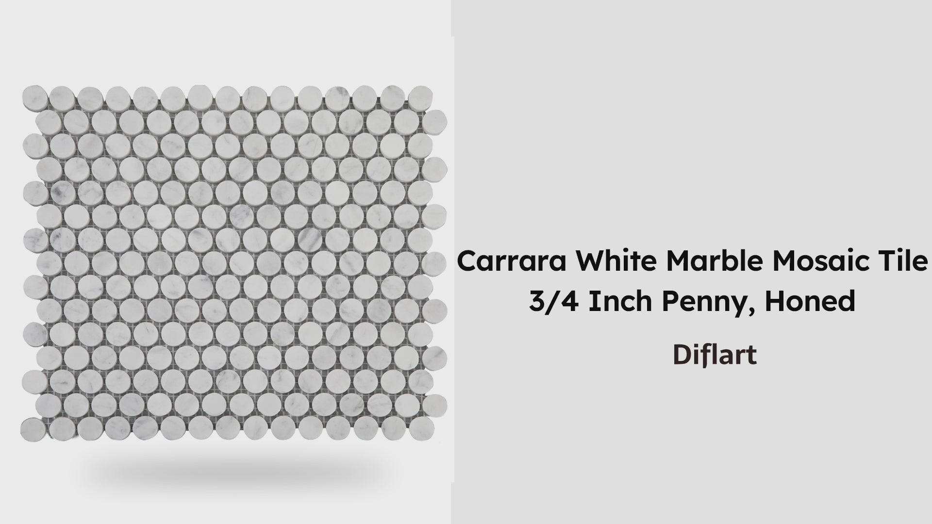 Diflart Carrara White Marble Mosaic Tile, 3/4 Inch Penny Round, Kitchen Bathroom Wall Floor, Pack of 5 Sheets