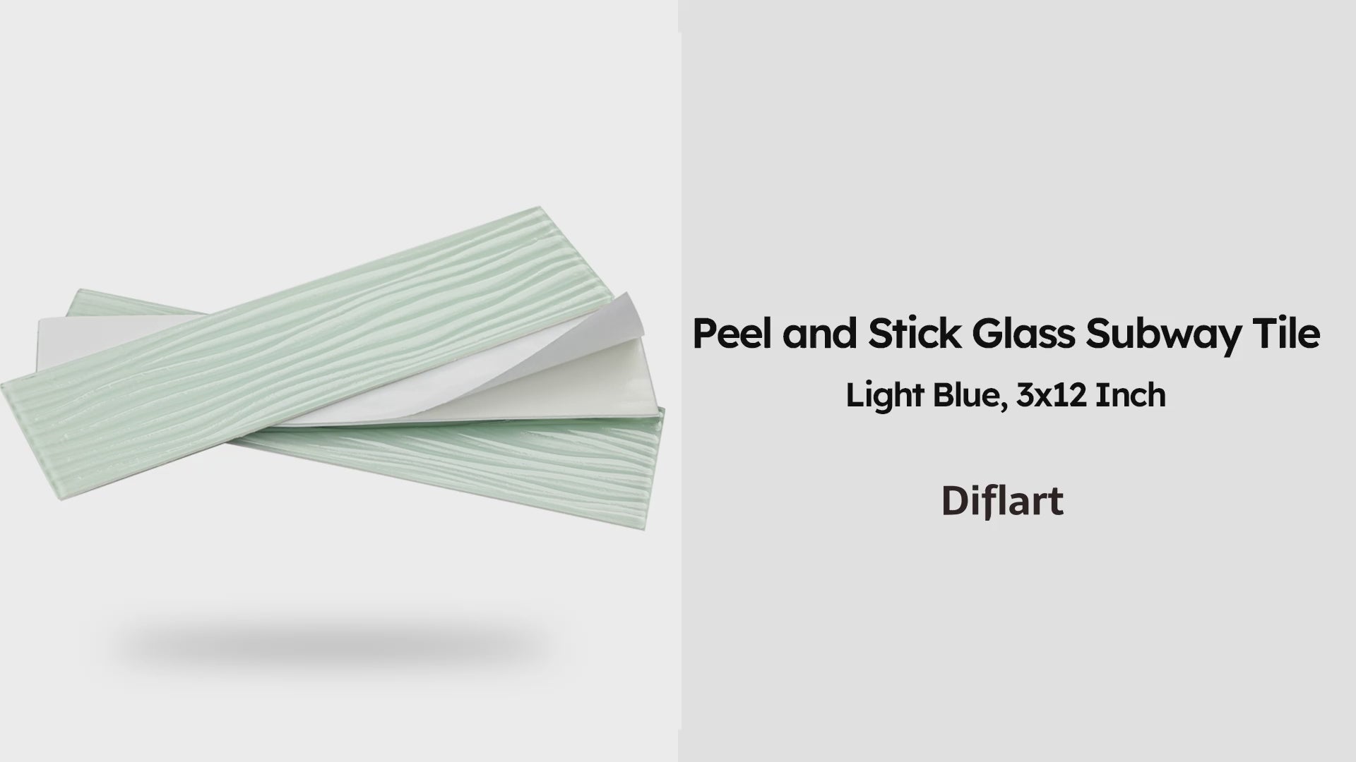 Diflart Peel and Stick Glass Subway Tiles, Light Green, 3x12 Inch, Water Wave Glass Backsplash for Kitchen Bathroom Wall Tiles, Pack of 20 Pieces