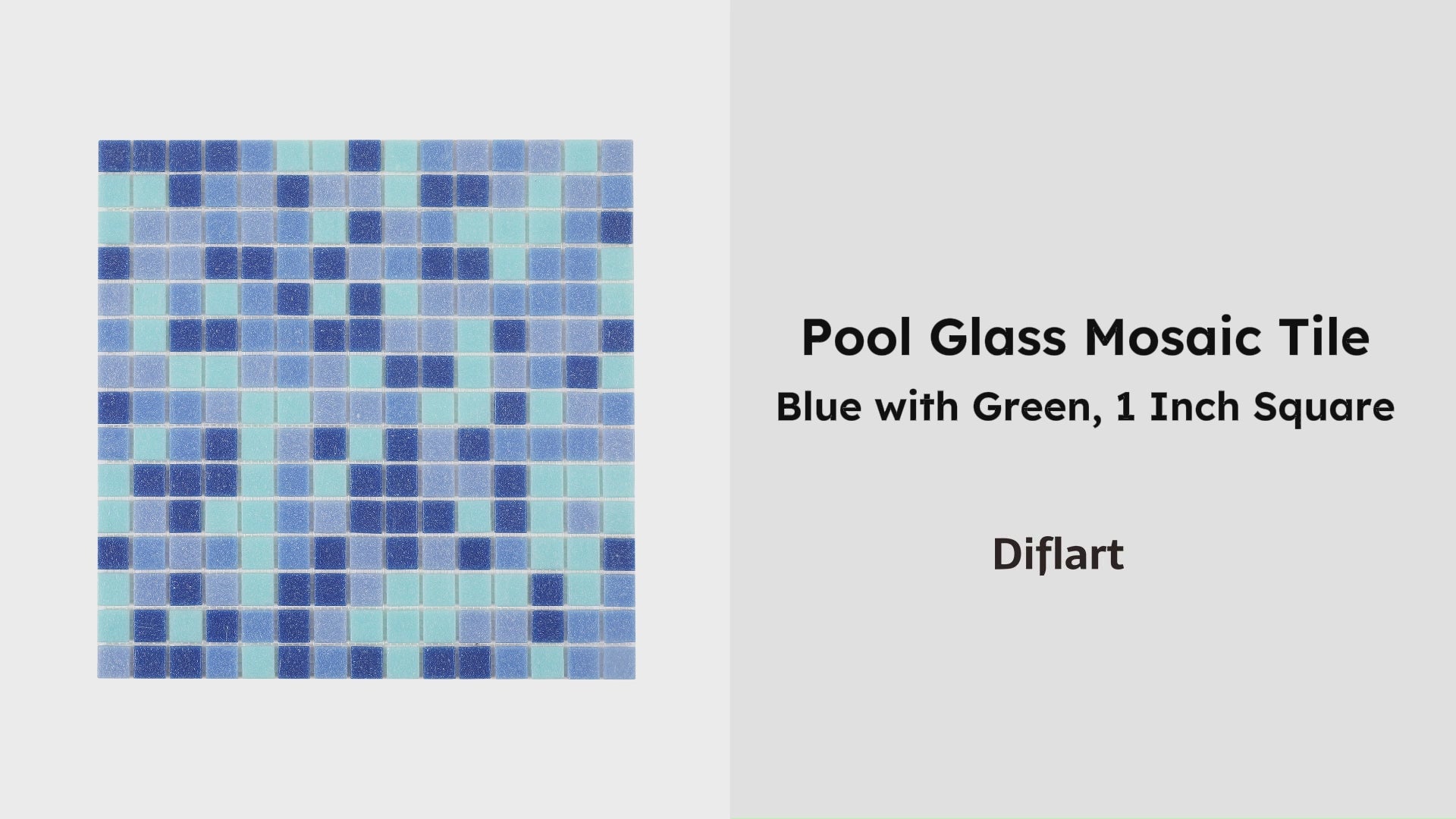 Diflart 10-Pack Glass Mosaic Tiles, Blue with Green, 1 Inch Square, Glass Linear Tile for Swimming Pool, Kitchen Backsplash, Shower Bathroom Waterline Fountain Wall