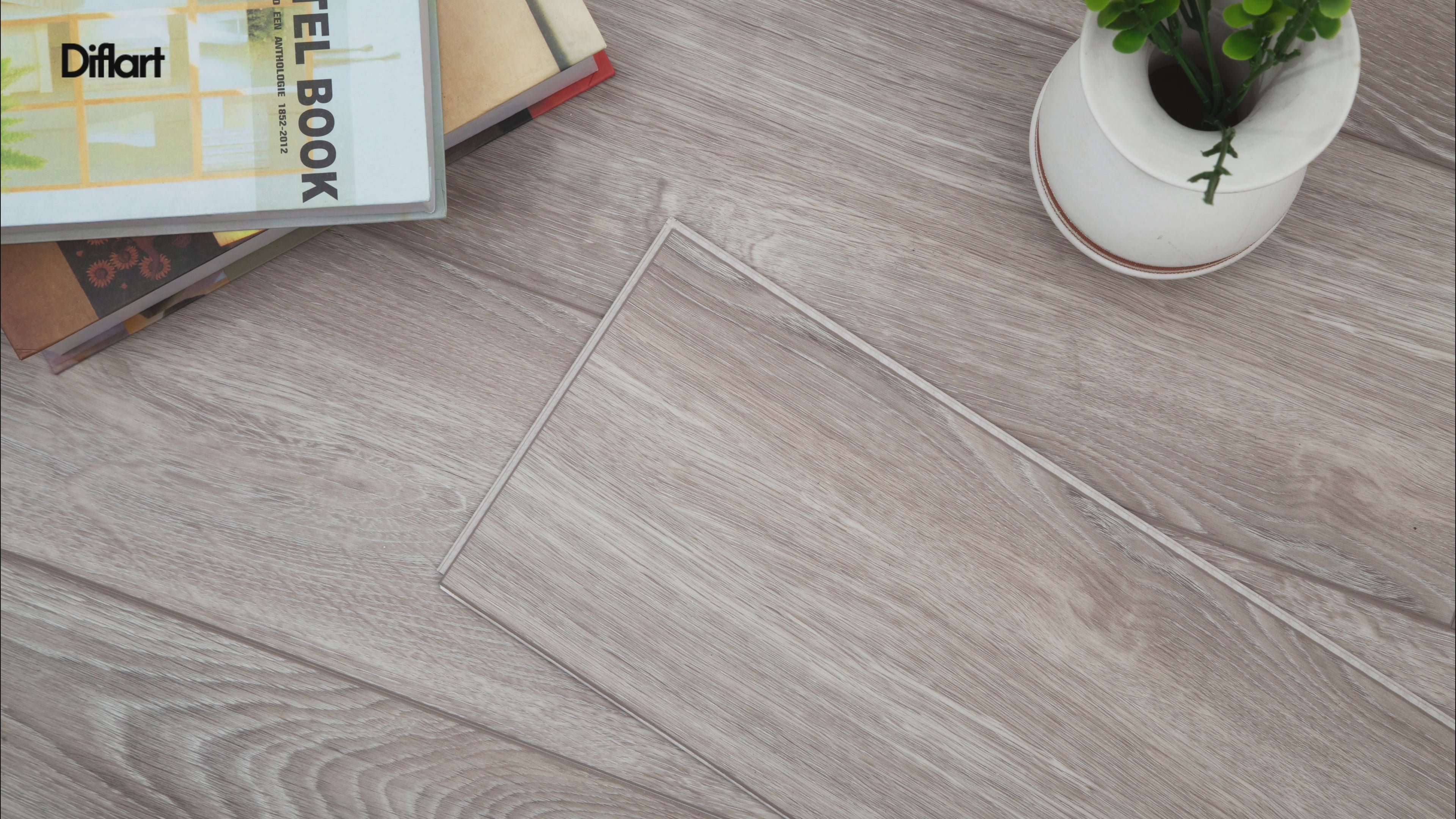 Diflart Waterproof SPC Flooring Click Lock, 48x6 Inch, 5mm Rigid Core Luxury Vinyl Plank, Lenox Estate Oak Wood Look Floor Tiles for Kitchen, Basement, Bathroom, Bedroom