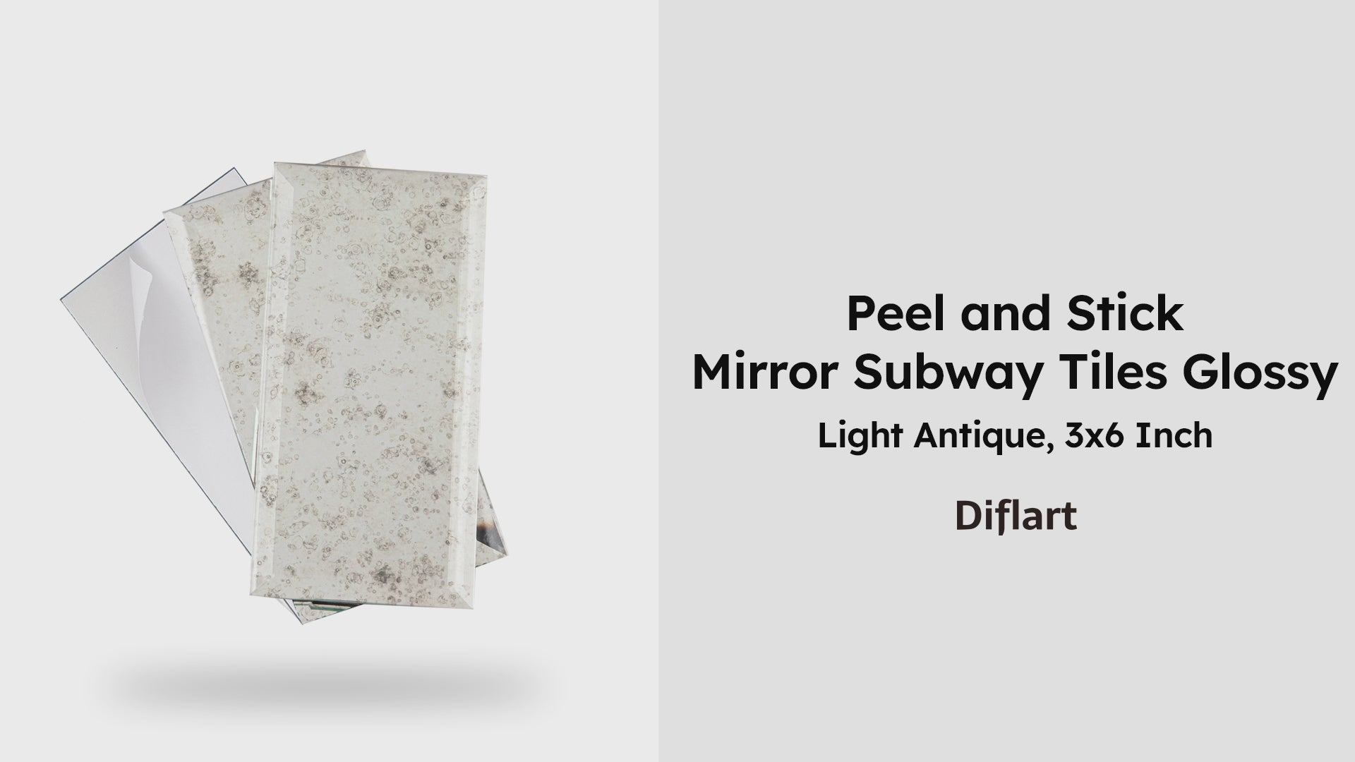 Diflart Peel and Stick Antique Mirror Subway Tile, 3 x 6 Inch, 5 Sq.ft, Beveled Mirror Backsplash Tiles for Kitchen Bathroom Wall Pack of 40 Pieces