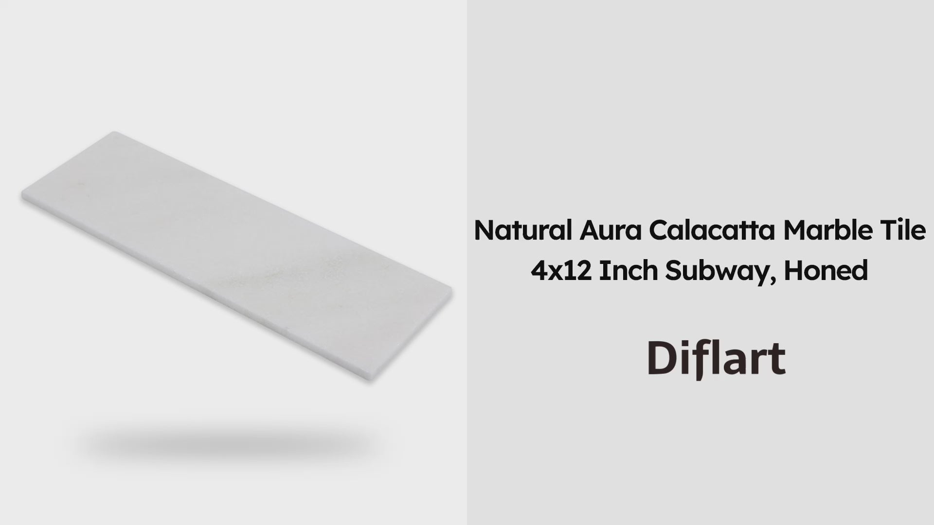 Diflart Natural Marble Mosaic Tile, 4x12 Inch Subway, Honed, Aura Calacatta Marble Backsplash Tiles for Kitchen Bathroom Wall Floor, Pack of 12 Pcs