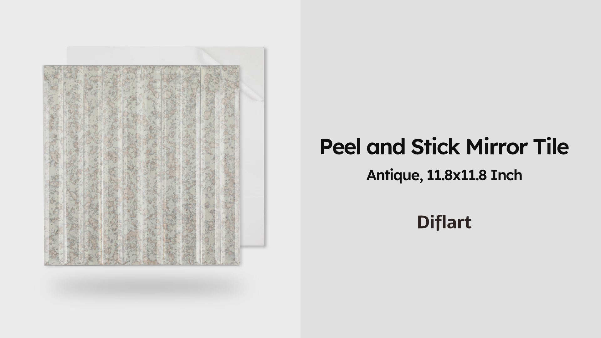 Diflart Beveled Mirror Backsplash Tiles for Kitchen, Mirror TIile for Bathroom Accent Wall (Antique, 12x12 Inch)