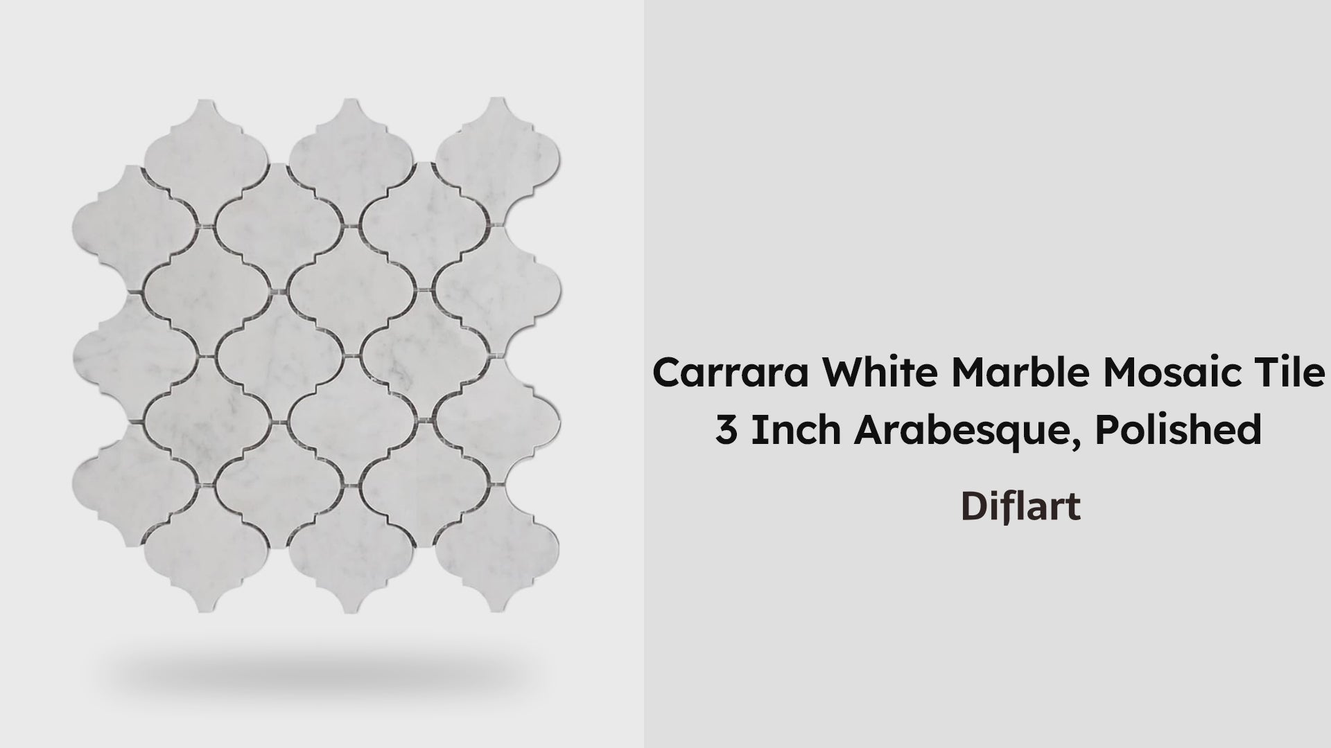 Diflart Carrara White Marble Mosaic Tile, 3 Inch Arabesque, Polished, Marble Backsplash Tiles for Kitchen Bathroom Wall Floor, Pack of 5 Sheets