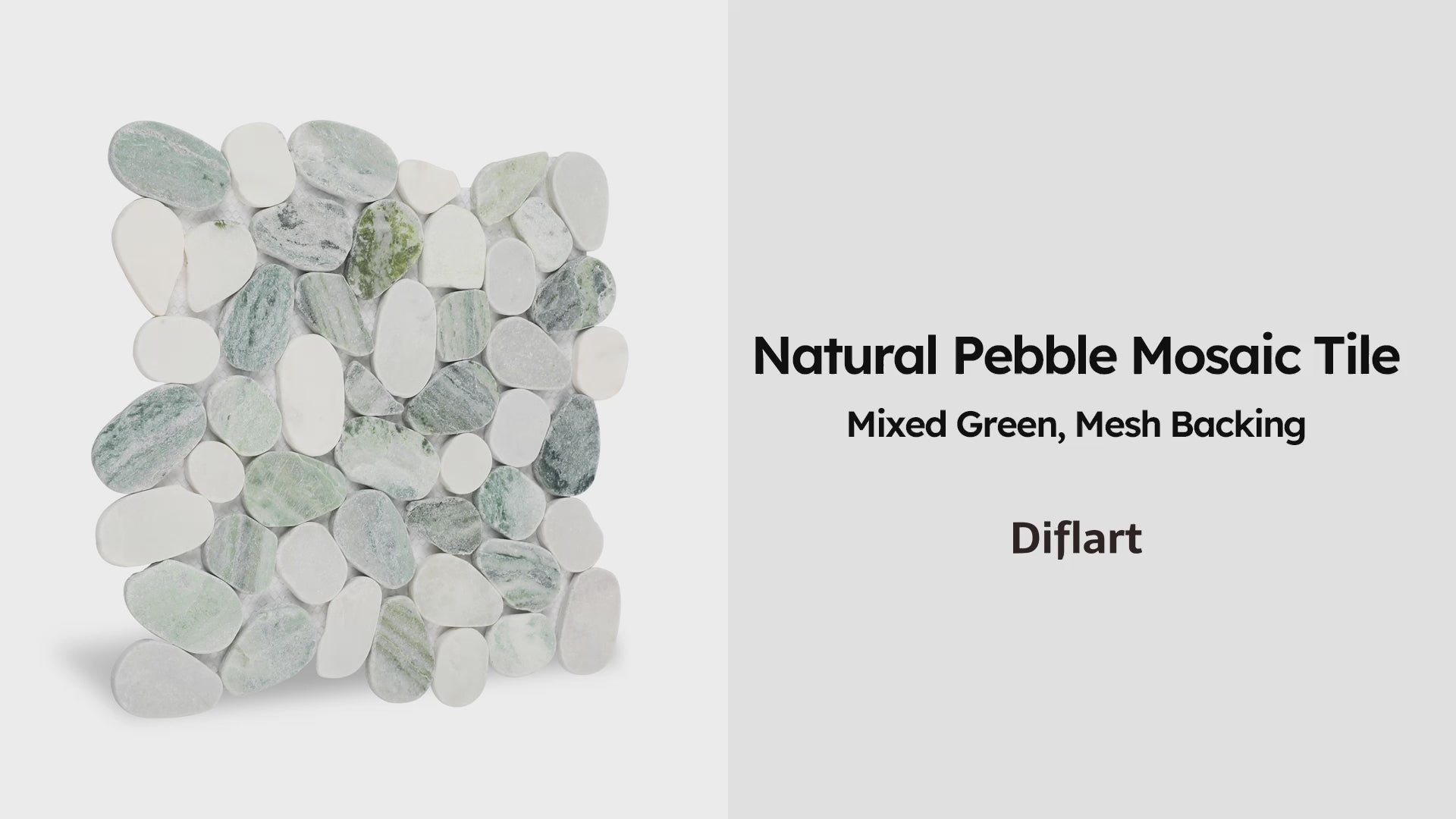 Diflart Pebble Tile for Shower Floor, Emerald Green Oval, 4 Sheets, Sliced Pebble Mosaic Backsplash for Kitchen Bathroom Floor and Wall Tile