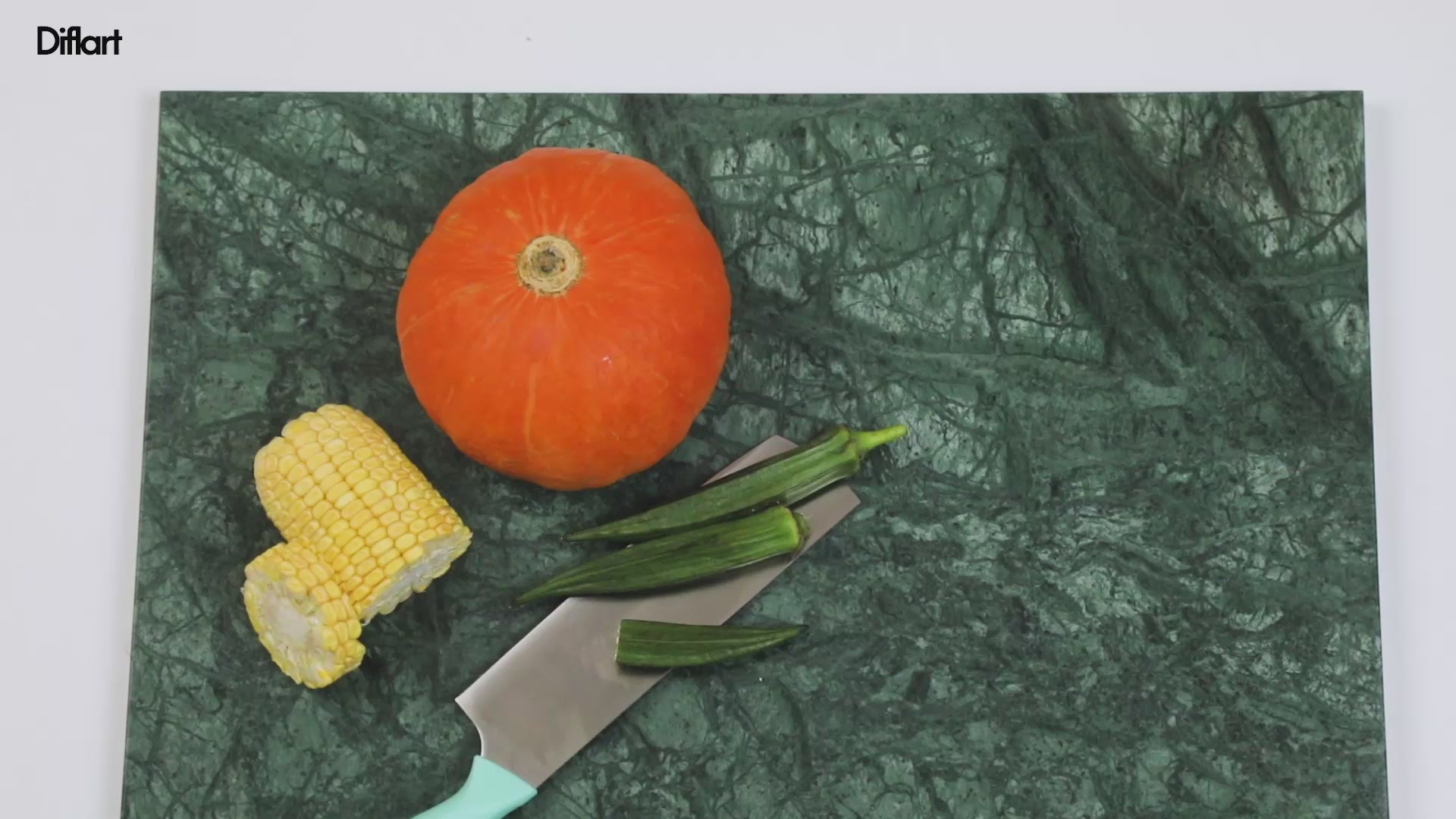 Diflart Natural Marble Stone Cutting Board for Kitchen, 16x20 Inch, Green, Marble Slab Pastry Board Large for Cheese, Serving, Baking, Pack of 1 Piece