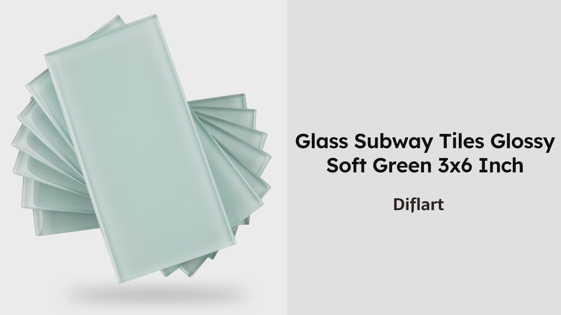 Diflart Glass Subway Tile 3x6 Inch, Soft Green, Glossy, 4 Sq.ft, Glass Backsplash for Kitchen Bathroom Wall, Pack of 32 Pcs