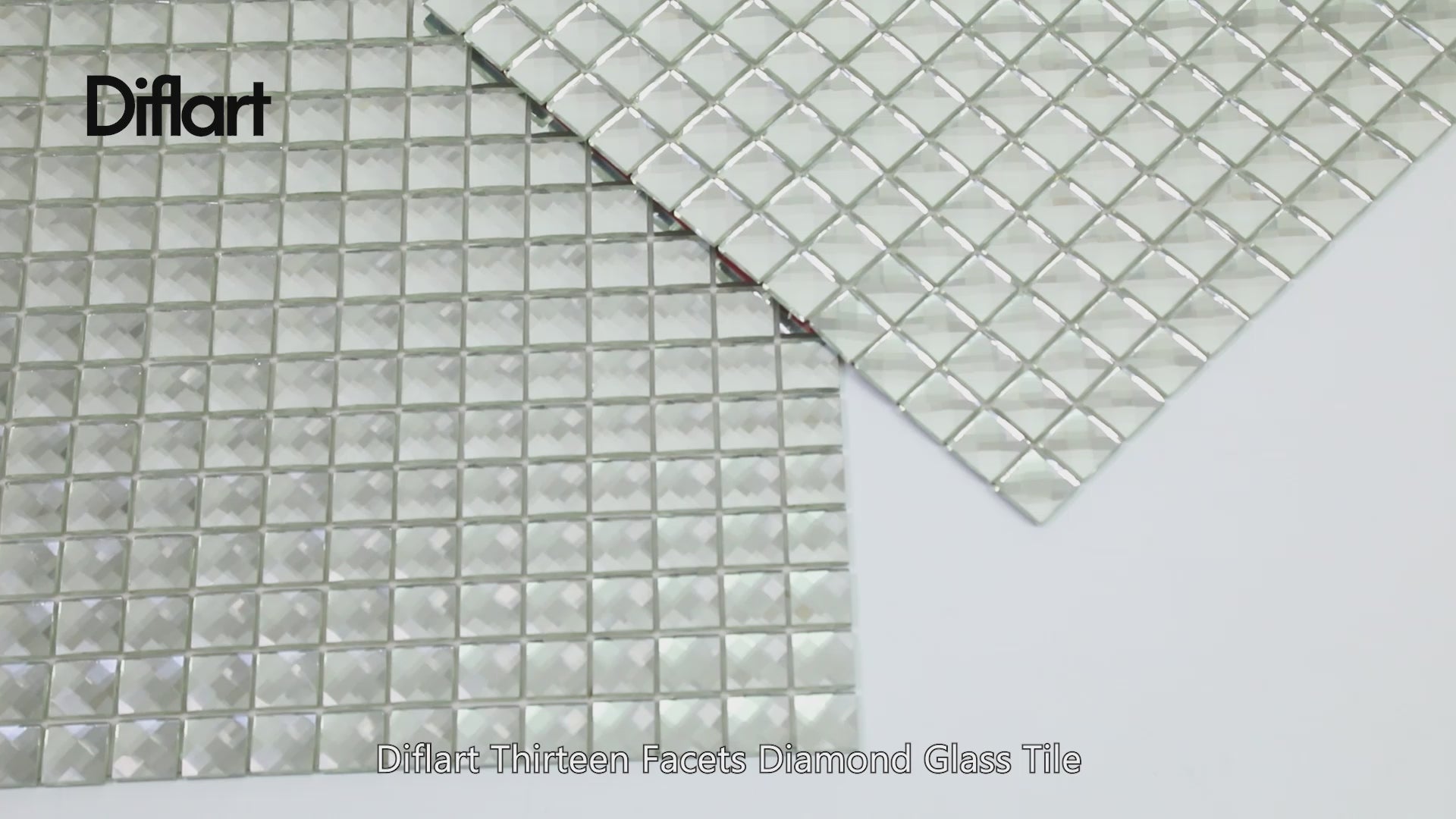 Diflart Peel and Stick Silver Mirror Glass Mosaic Tile Crystal Diamond Chip Self Adhensive 3D Wall Tiles