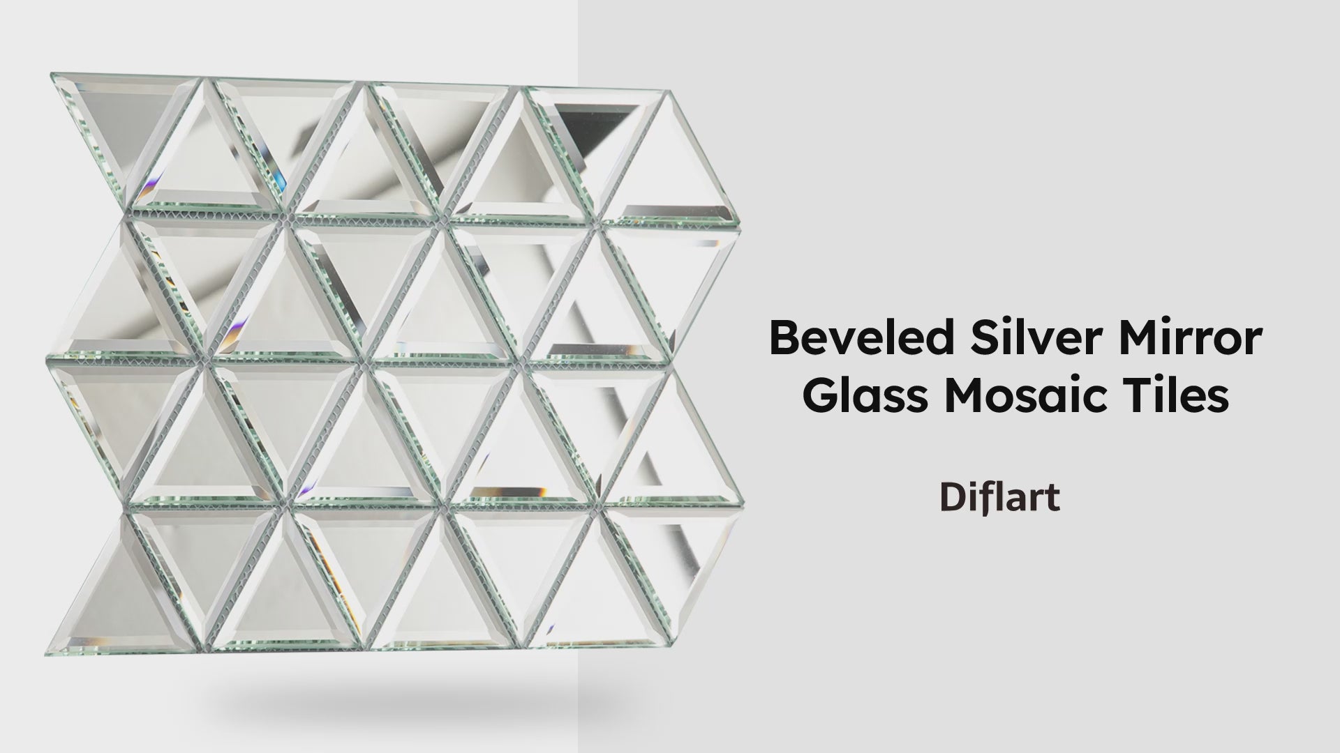 Diflart Beveled Mirror Glass Mosaic Tile, Silver, 3 Inch Triangle, Glass Tile for Bathroom Kitchen Backsplash Shower Wall, Pack of 5 Sheets