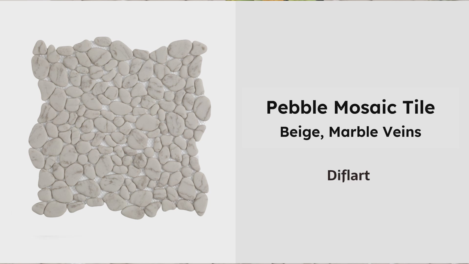 Diflart Pebble Tile for Shower Floor, Beige Marble Veins Oval,Pebble Backsplash for Kitchen Bathroom Wall and Floor Tile