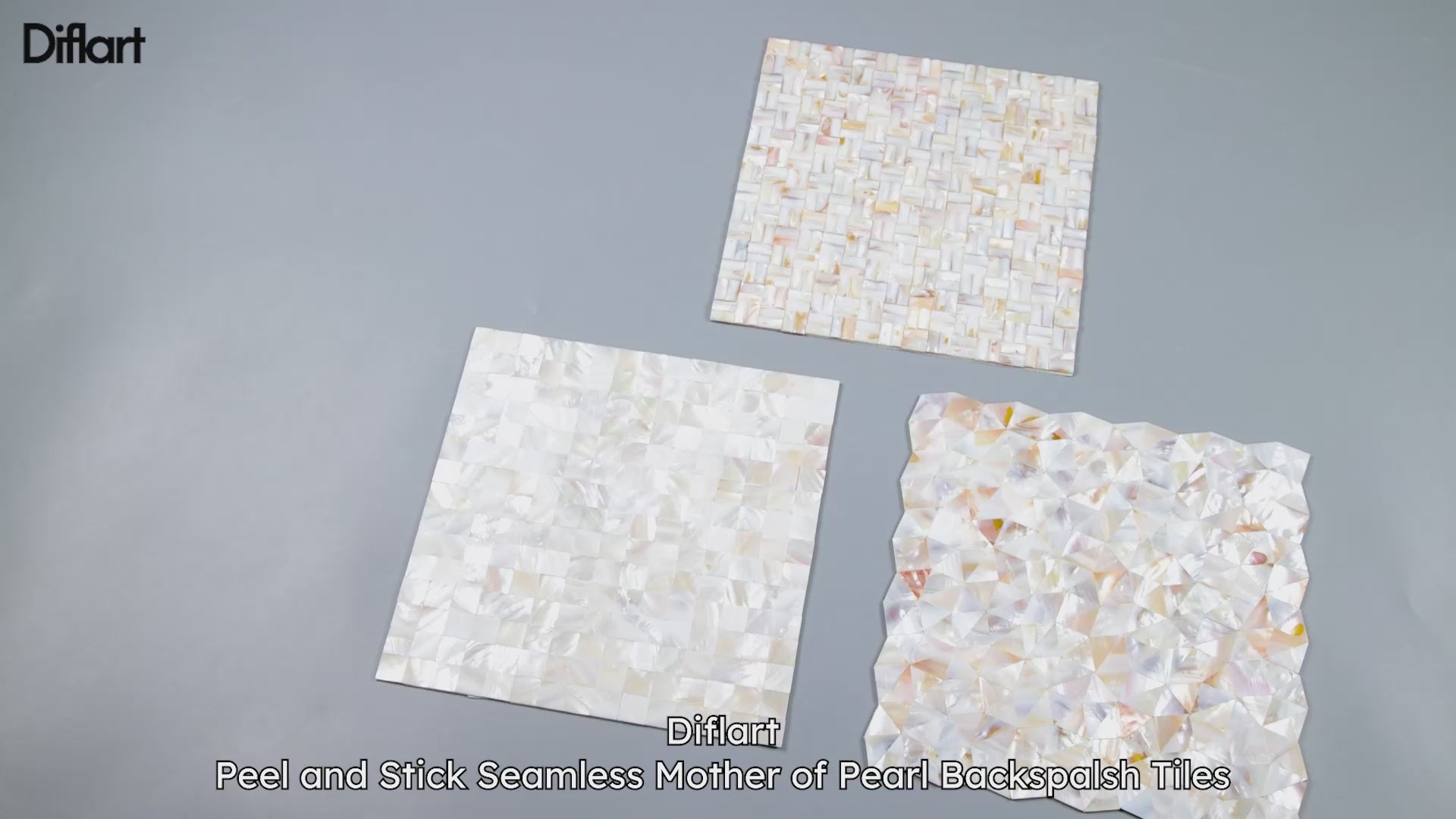 Diflart Mother of Pearl Shell Peel and Stick Backsplashe Tile Seamless Square for Kitchen Shower Bathroom Pack of 6 Sheets