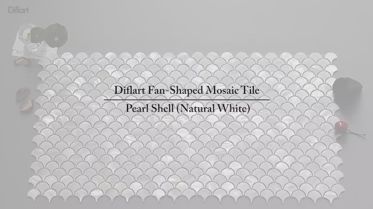 Diflart White Mother of Pearl Shell Fish Scale Mosaic Tile Backsplashe for Kitchen Shower Bathroom Pack of 6 Sheets