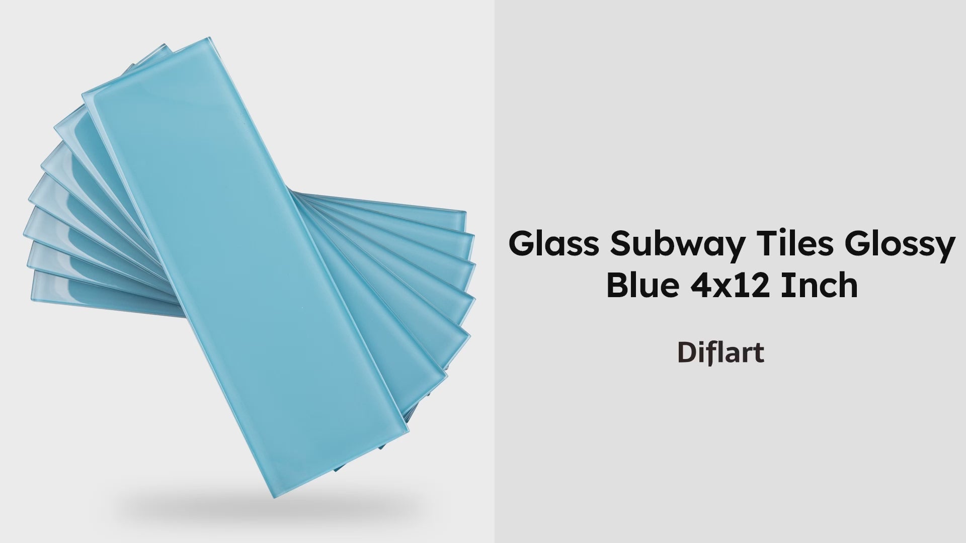 Diflart Glass Subway Tile 4x12 Inch, Blue, Glossy, 4 Sq.ft, Glass Backsplash for Kitchen Bathroom Wall, Pack of 12 Pcs