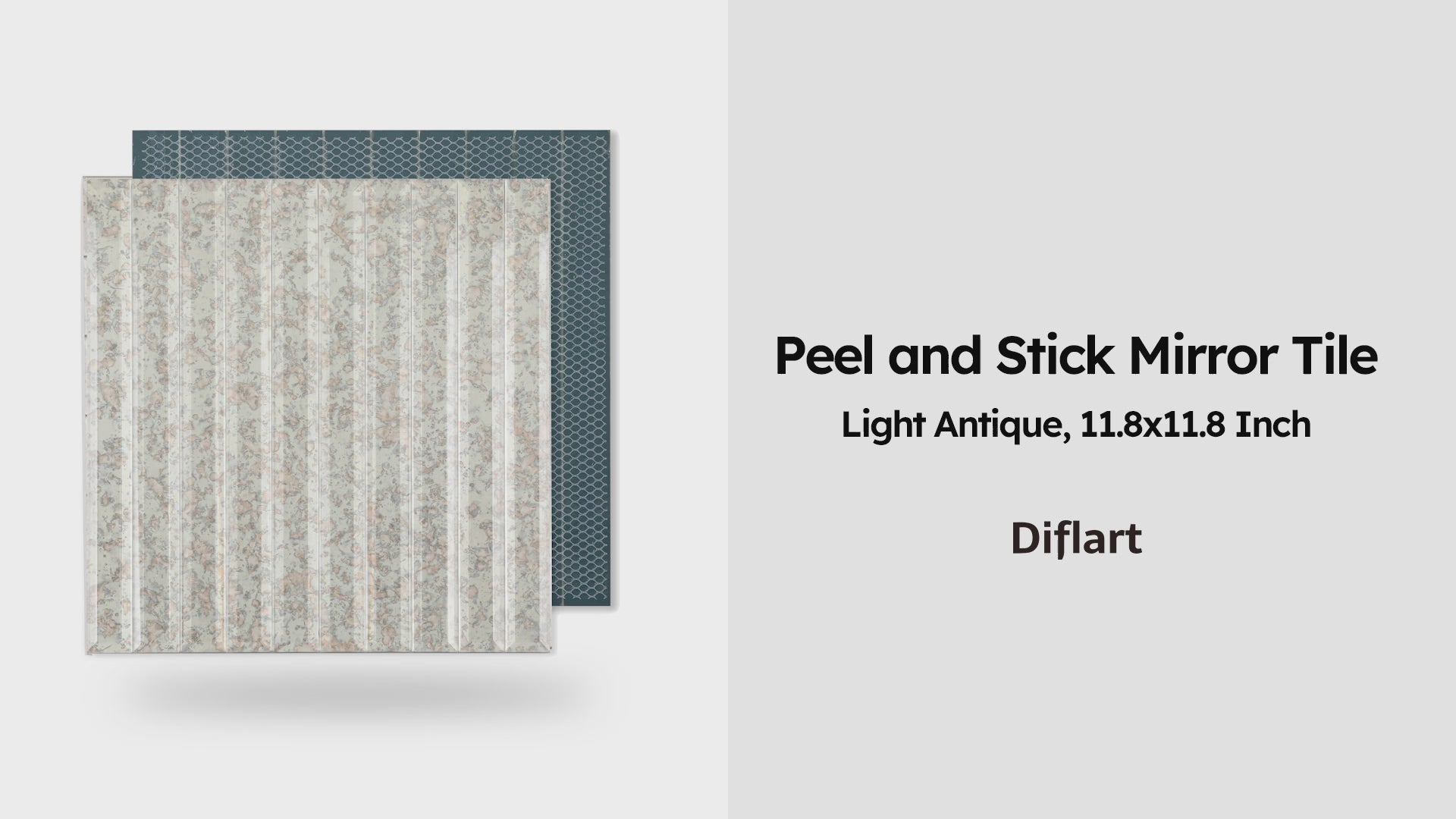 Diflart Peel and Stick Mirror Backsplash Tile, Beveled Mirror Tile for Kitchen Bathroom Bar Accent Wall (Antique, 11.8 x 11.8 Inch)