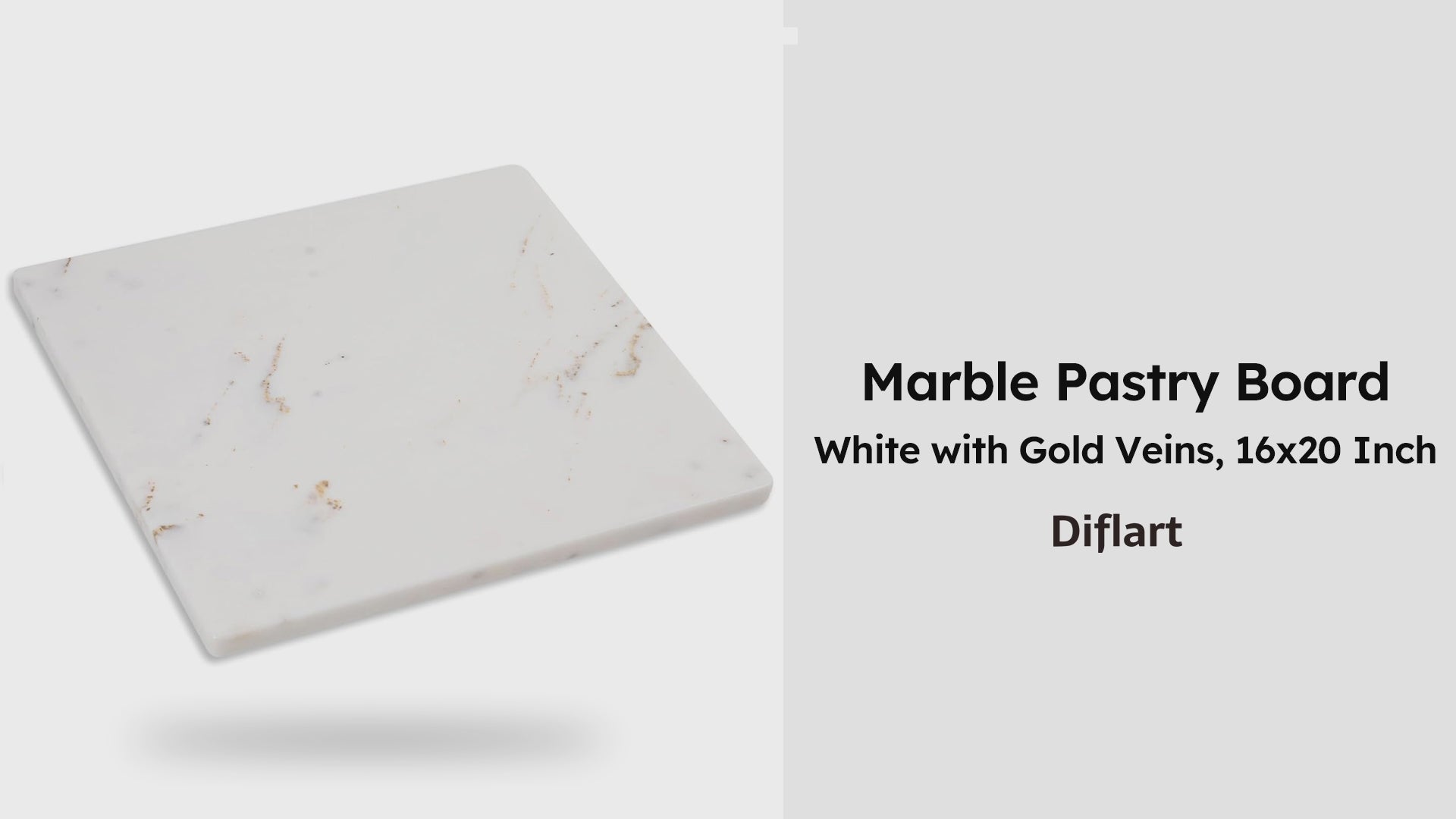 Diflart Natural Marble Stone Cutting Board for Kitchen, 16x16 Inch, White with Gold Veins, Marble Slab Pastry Board with Non-Slip Feet for Cheese, Charcuterie, Dough Chocolate, Pack of 1 Piece