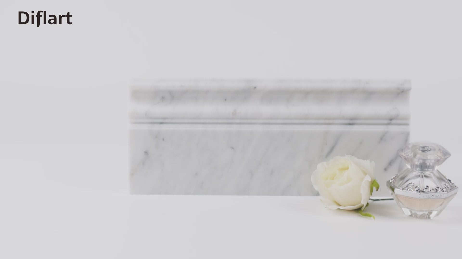 Diflart Carrara White Marble Baseboard Molding Trim, 5x12 Inch, Honed, Bianco Italian Carrera Skirting Base Moulding for Bathroom Wall and Kitchen Backsplash (Round, Honed)