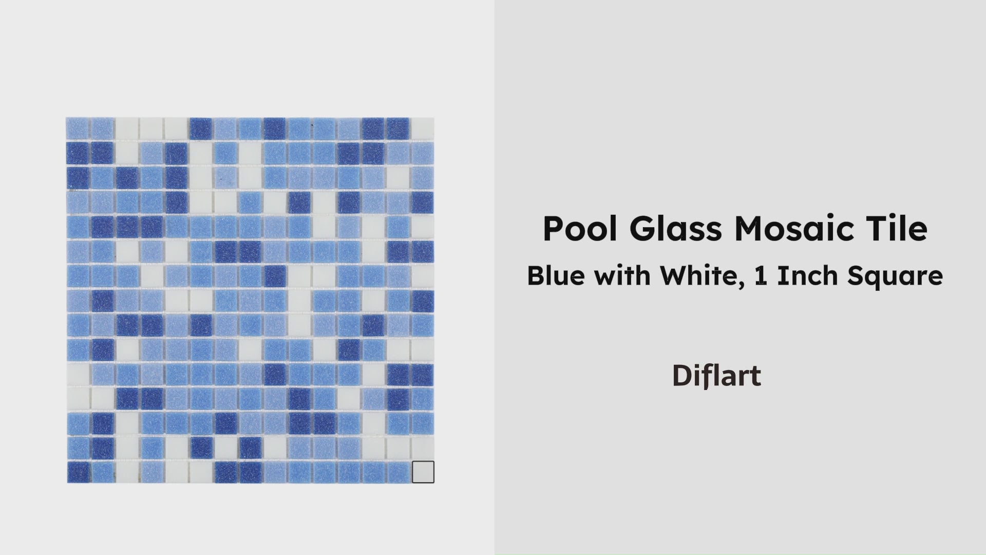 Diflart 10-Pack Glass Mosaic Tiles, Blue with White, 1 Inch Square, Glass Linear Tile for Swimming Pool, Kitchen Backsplash, Shower Bathroom Waterline Fountain Wall