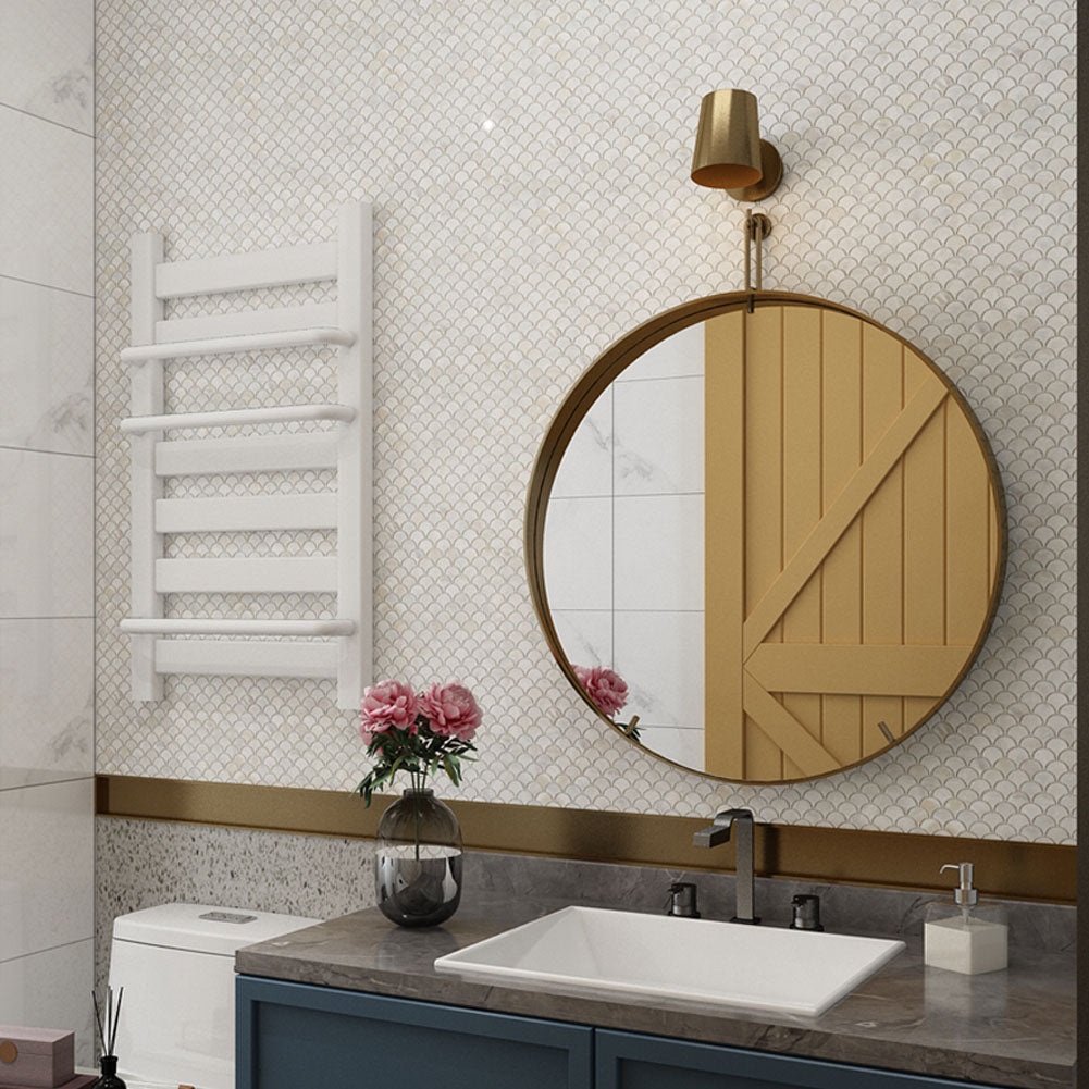 Diflart Mother of Pearl Fish Scale Backsplash Shell Tile for Kitchen Bathroom Shower Spa Wall Pool Tiles Pack of 6 Sheets